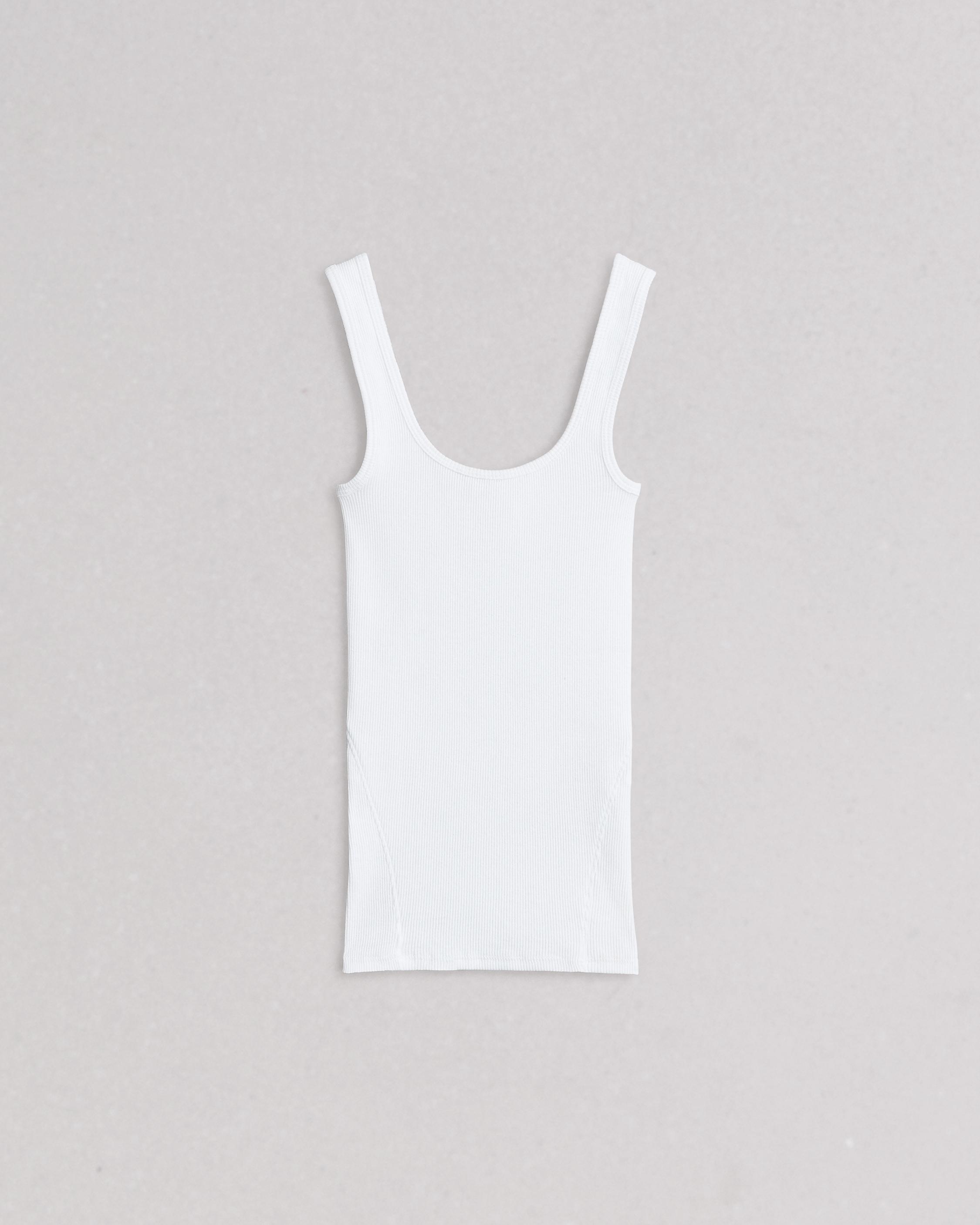 Scoop Neck Rib Tank Top White