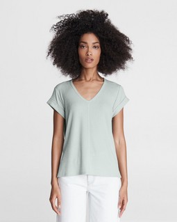 The Knit Rib V-Neck Tee image number 1