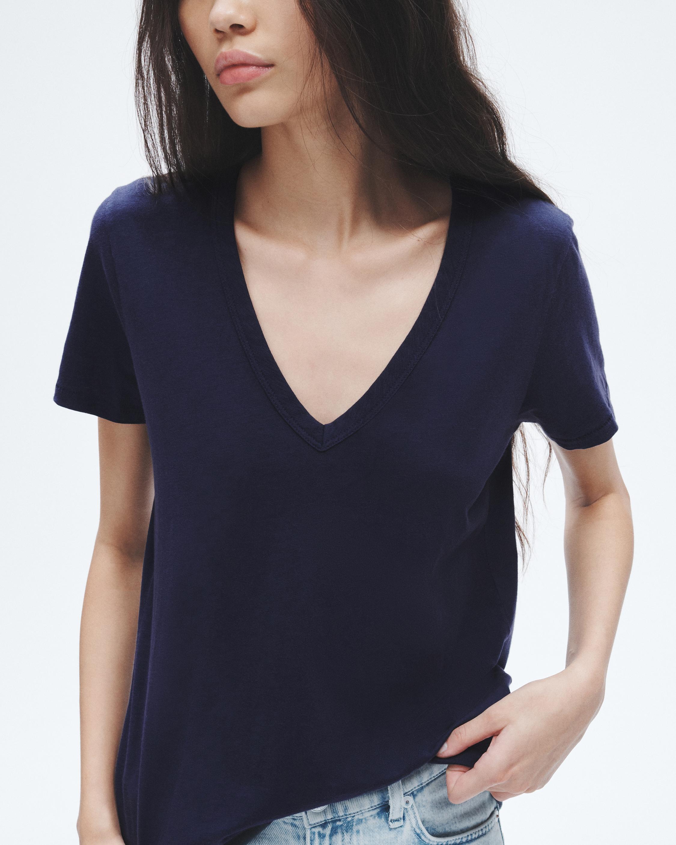 Zenana V-Neck Long Sleeve T Shirt Hi-Low Hem Luxe Rayon Relaxed