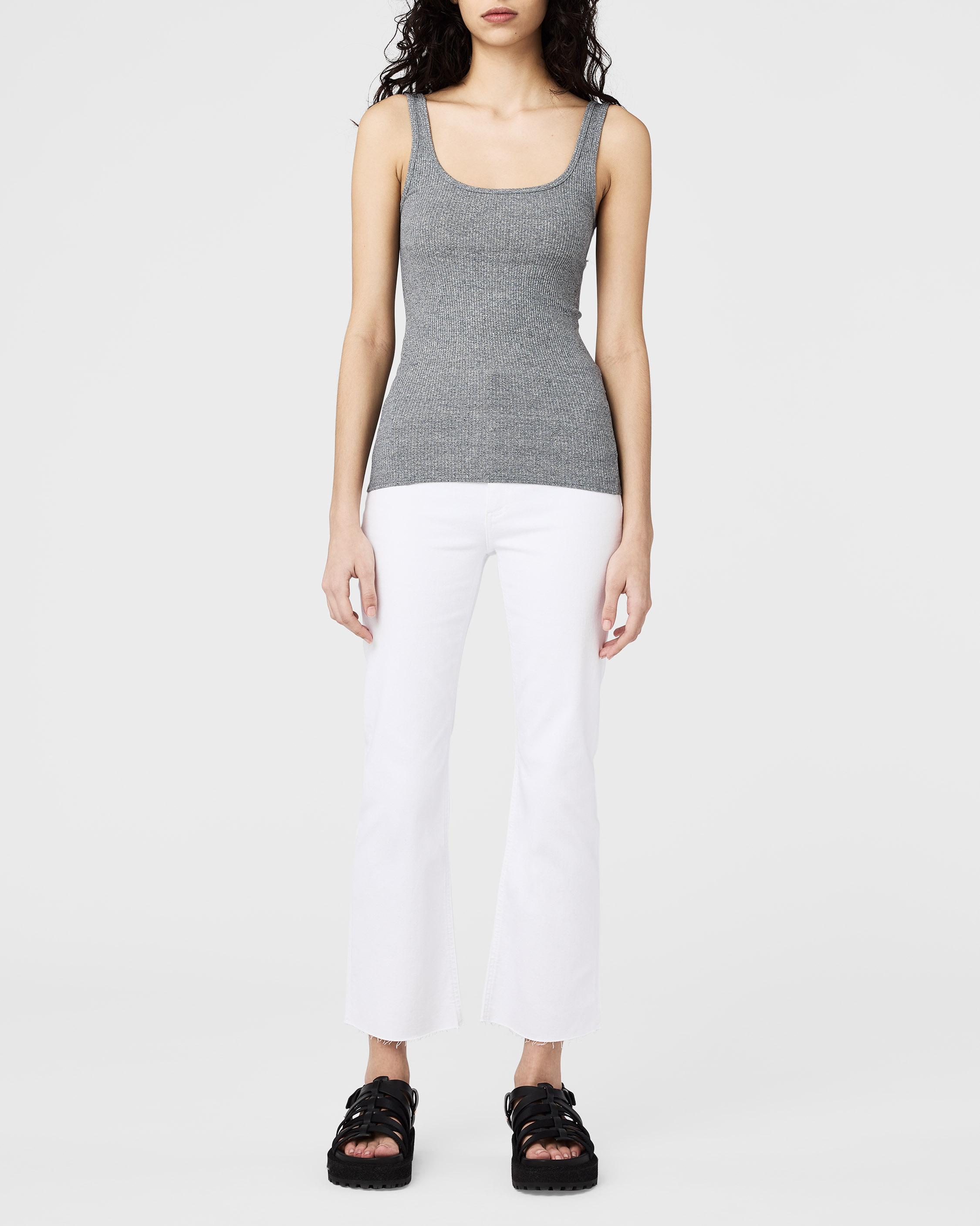 U-Neck Heather Grey Ribbed Tank Top