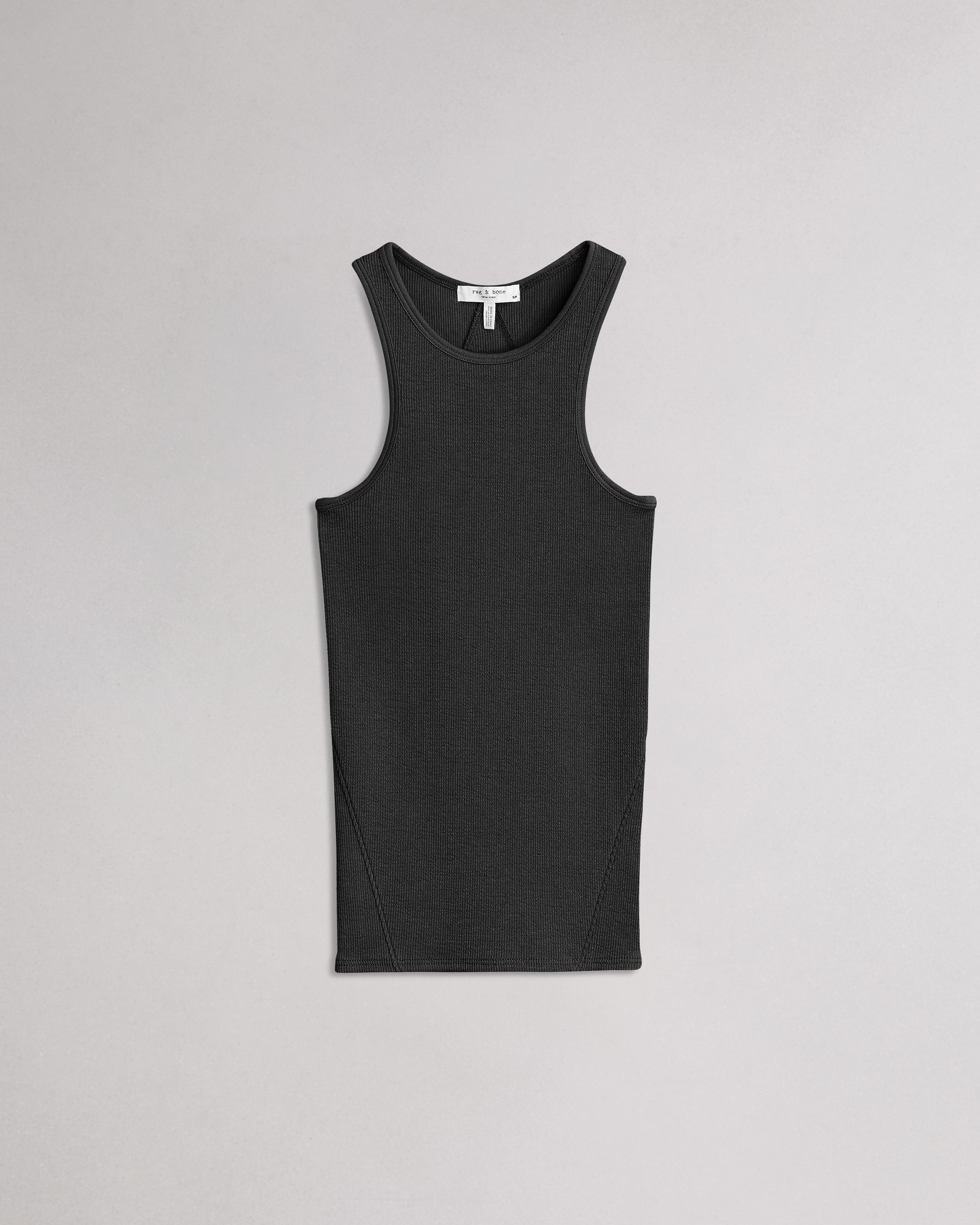 Black Black Soft Cotton Rib Tank Top