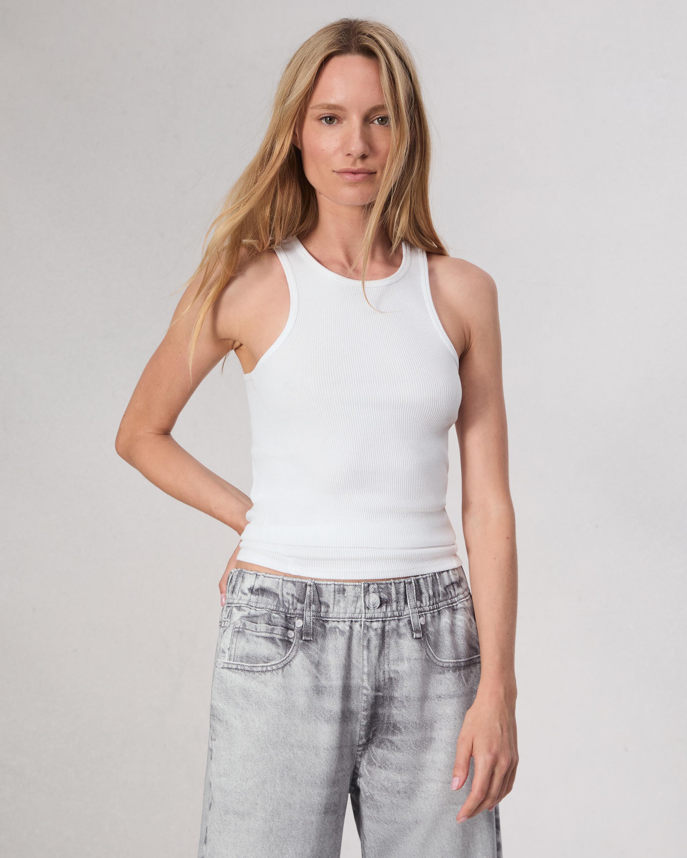 Long Ribbed Rib Racerback Tank Top Cotton Stretch Quality Tunic Basic :  : Clothing, Shoes & Accessories