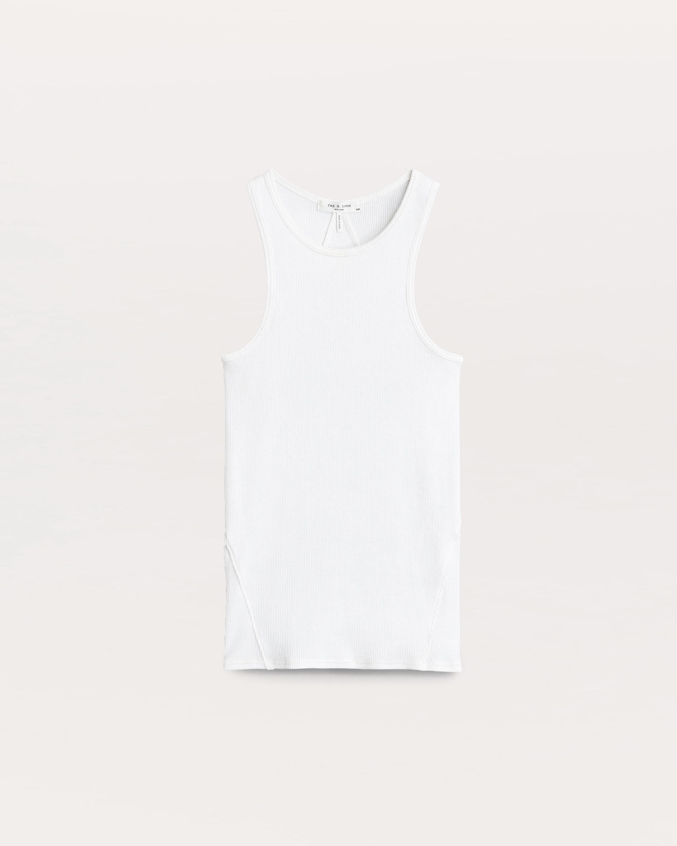 Essential Wide Ribbed Tank, White