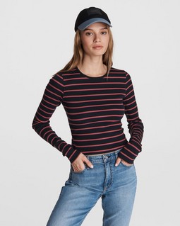Essential Cotton Rib Stripe Long Sleeve image number 1