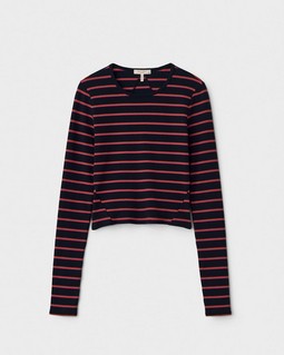Essential Cotton Rib Stripe Long Sleeve image number 2