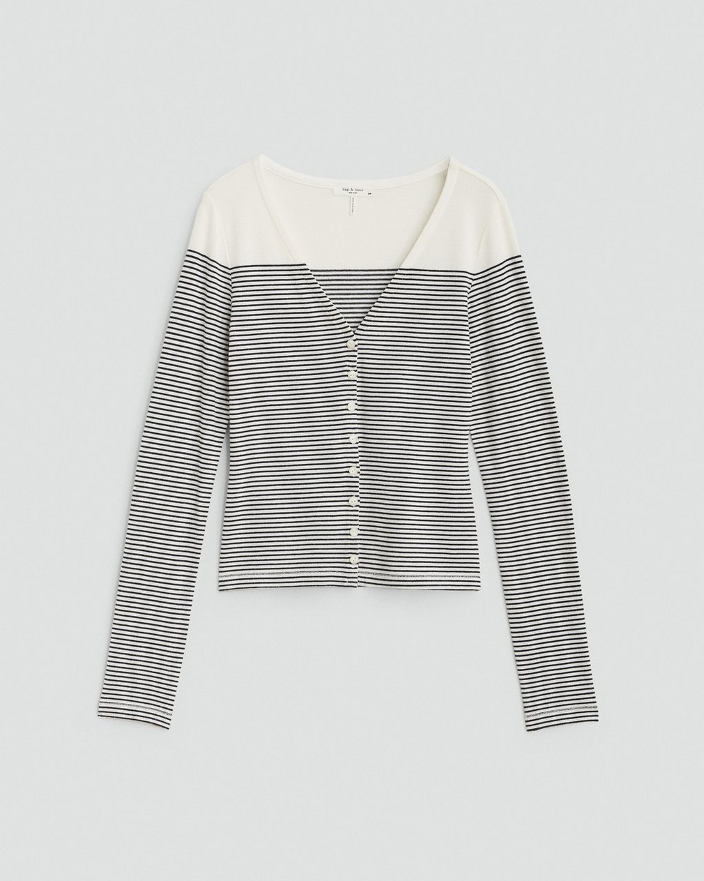 The Knit Striped Vee Cardigan