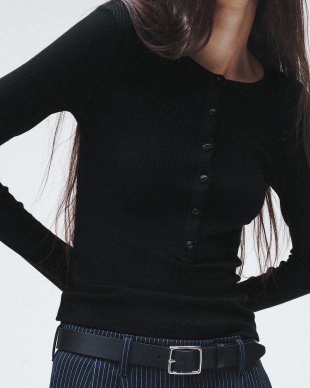 The Knit Rib Henley Long Sleeve Tee image number 6