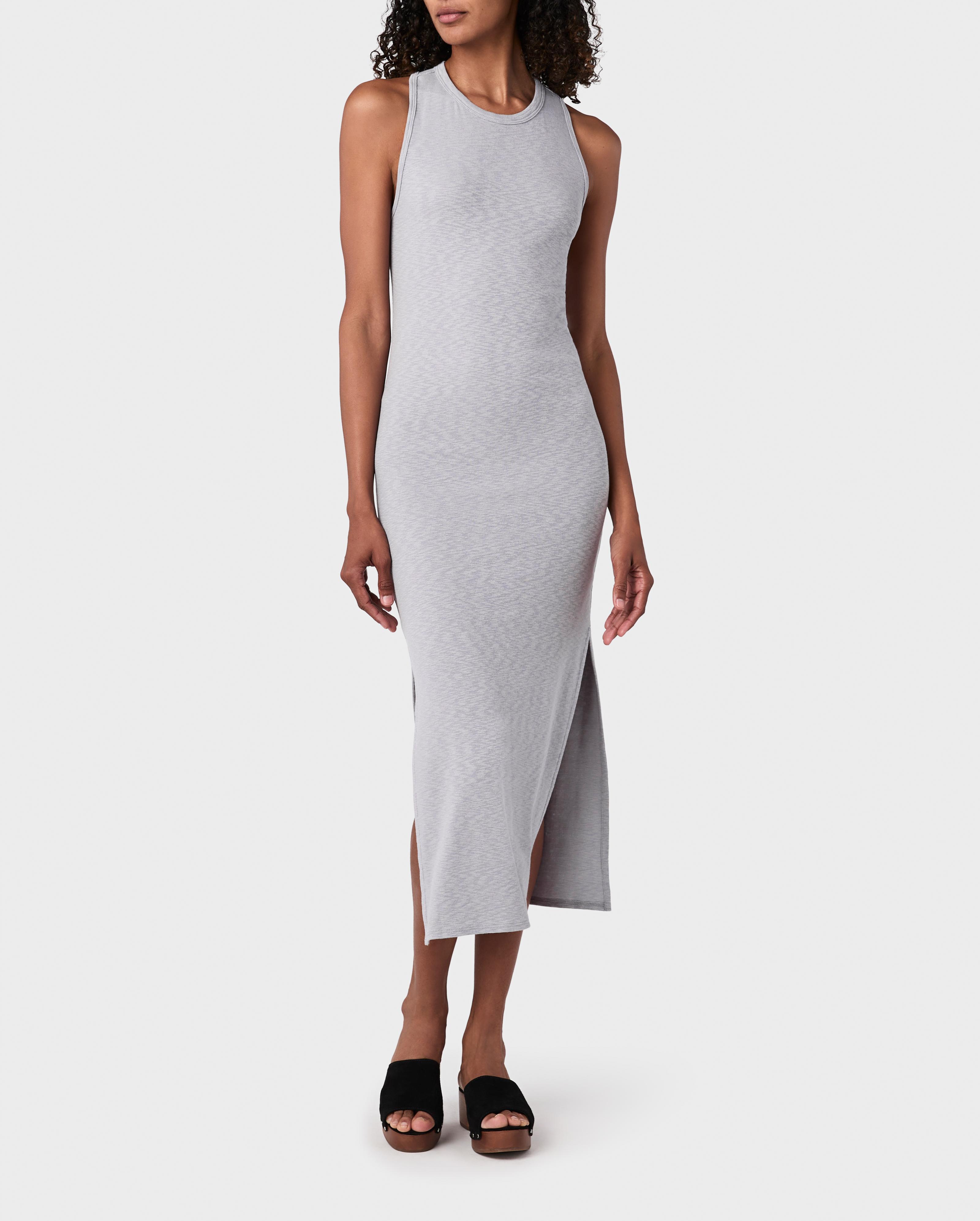 Rag & Bone - SOLID TURTLE NECK RIBBED KNIT BACK SLIT MIDI DRESS