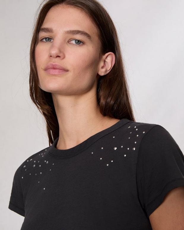 Studded Cotton T-Shirt - Black | rag & bone Studded Cotton T-Shirt - Black | rag & bone