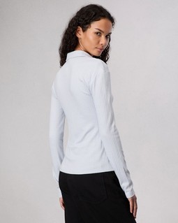 The Knit Rib Polo Shirt - Light Blue | rag & bone The Knit Rib Polo Shirt - Light Blue | rag & bone