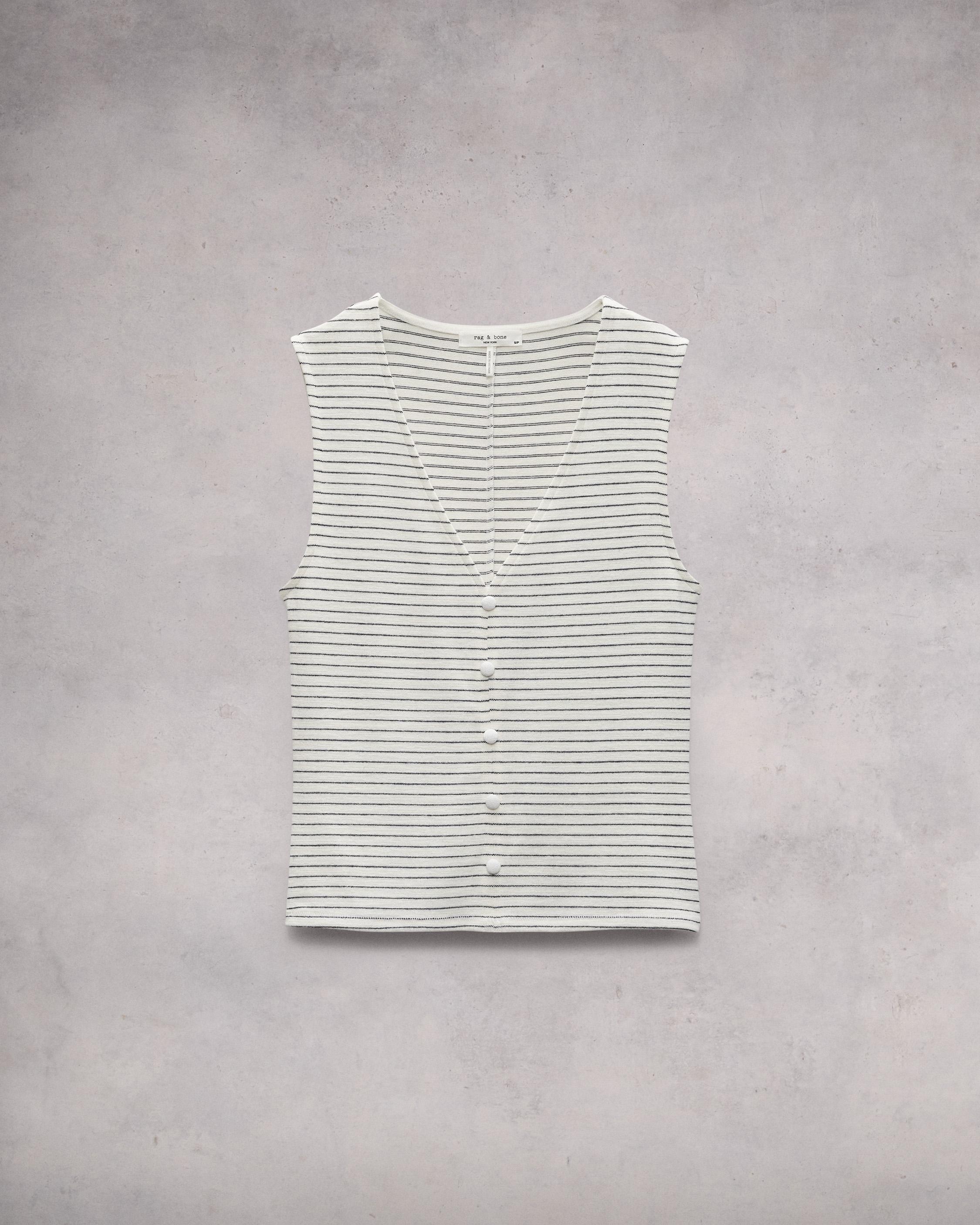 The Knit Striped Button-Up Tank