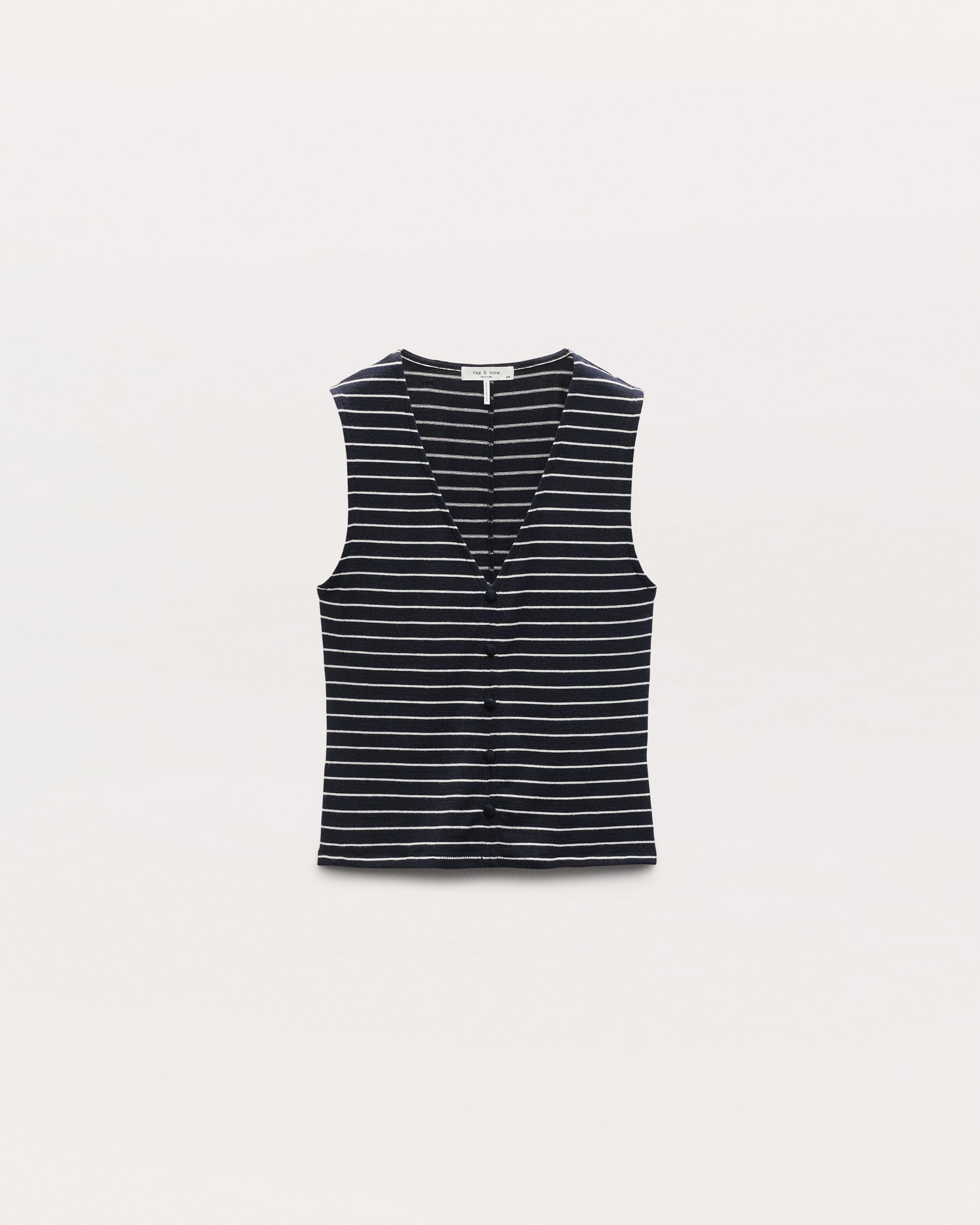 Knit Striped Button Tank Top - image 2