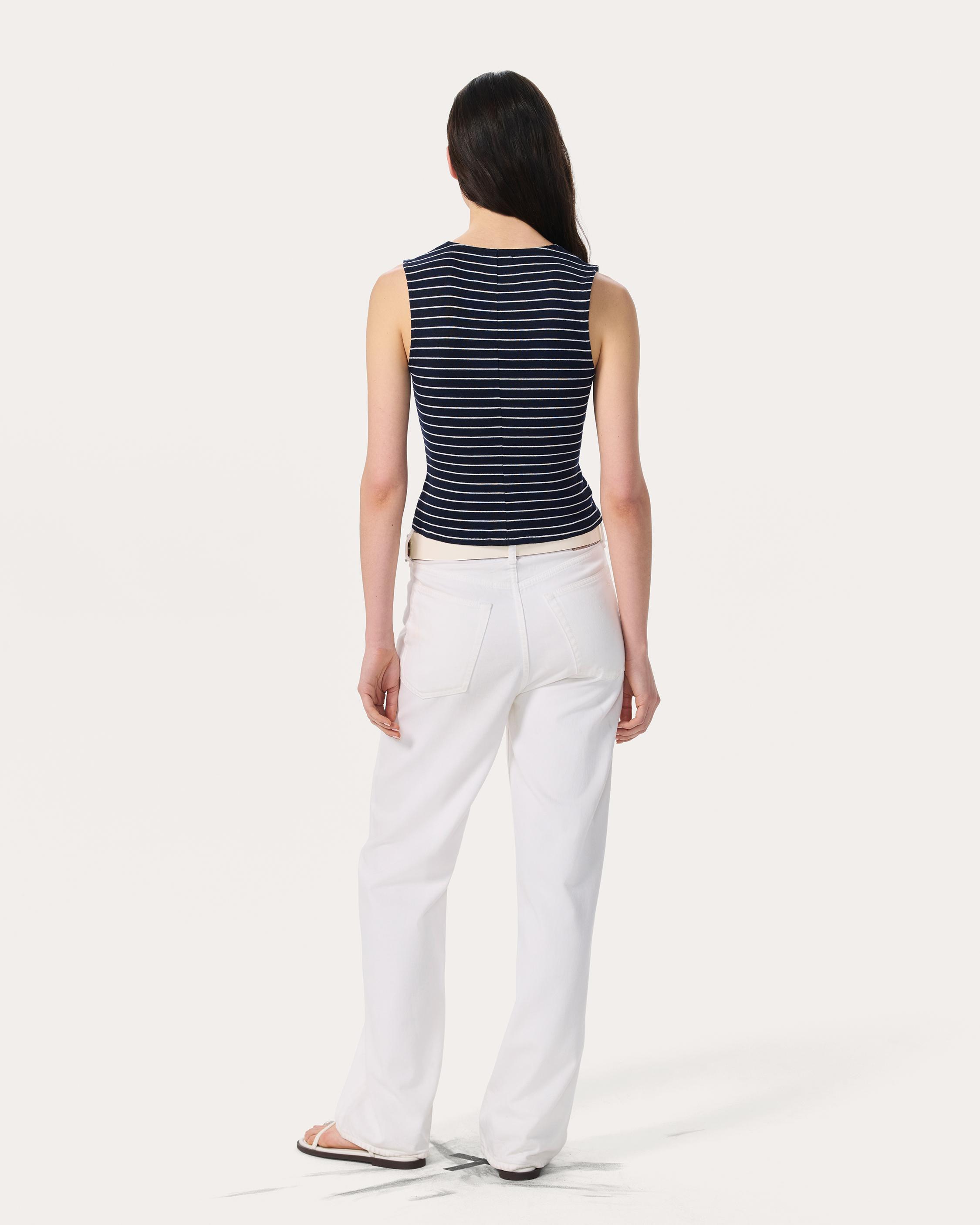 Knit Striped Button Tank Top image number 6