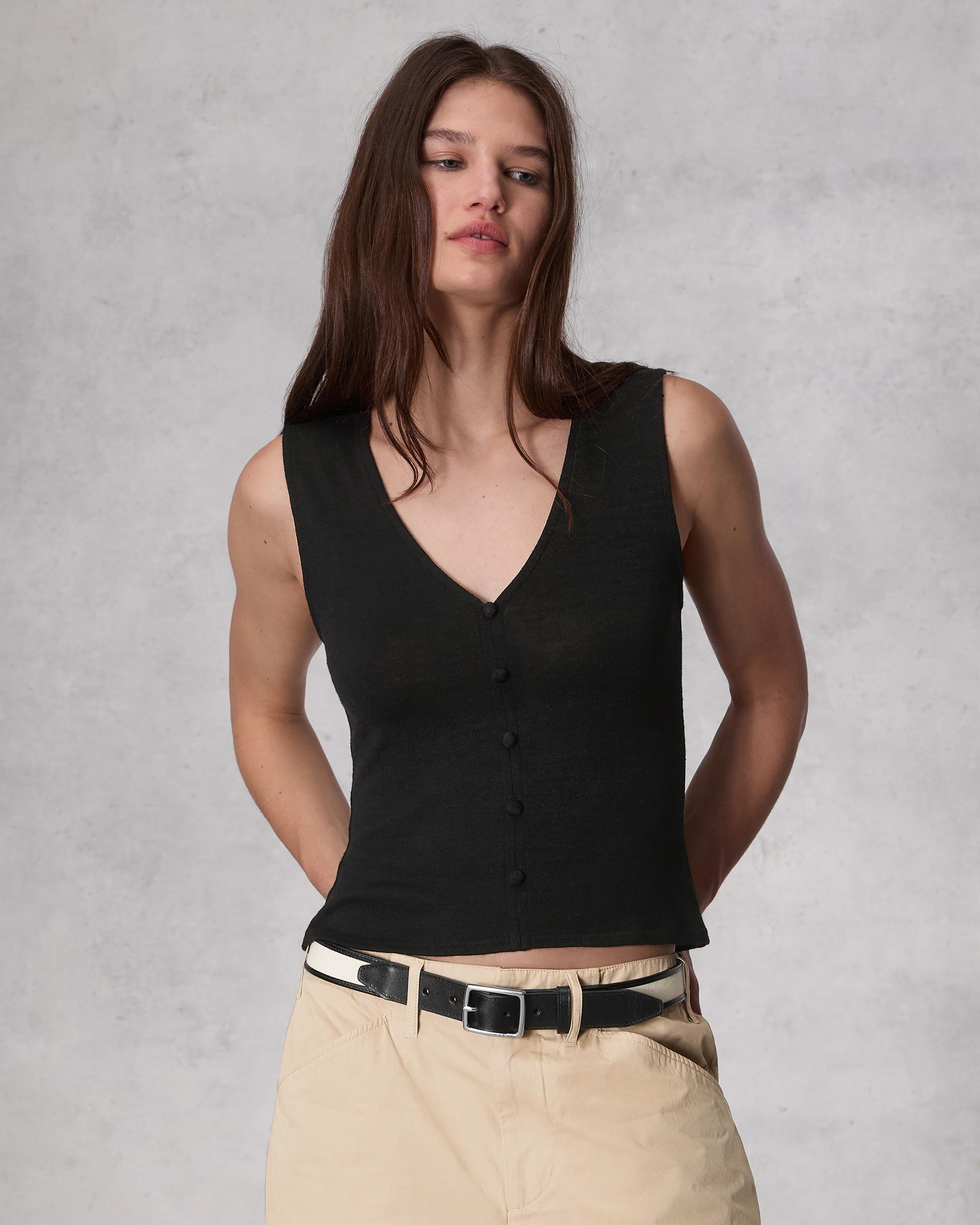 Knit Button Tank Top image number 1