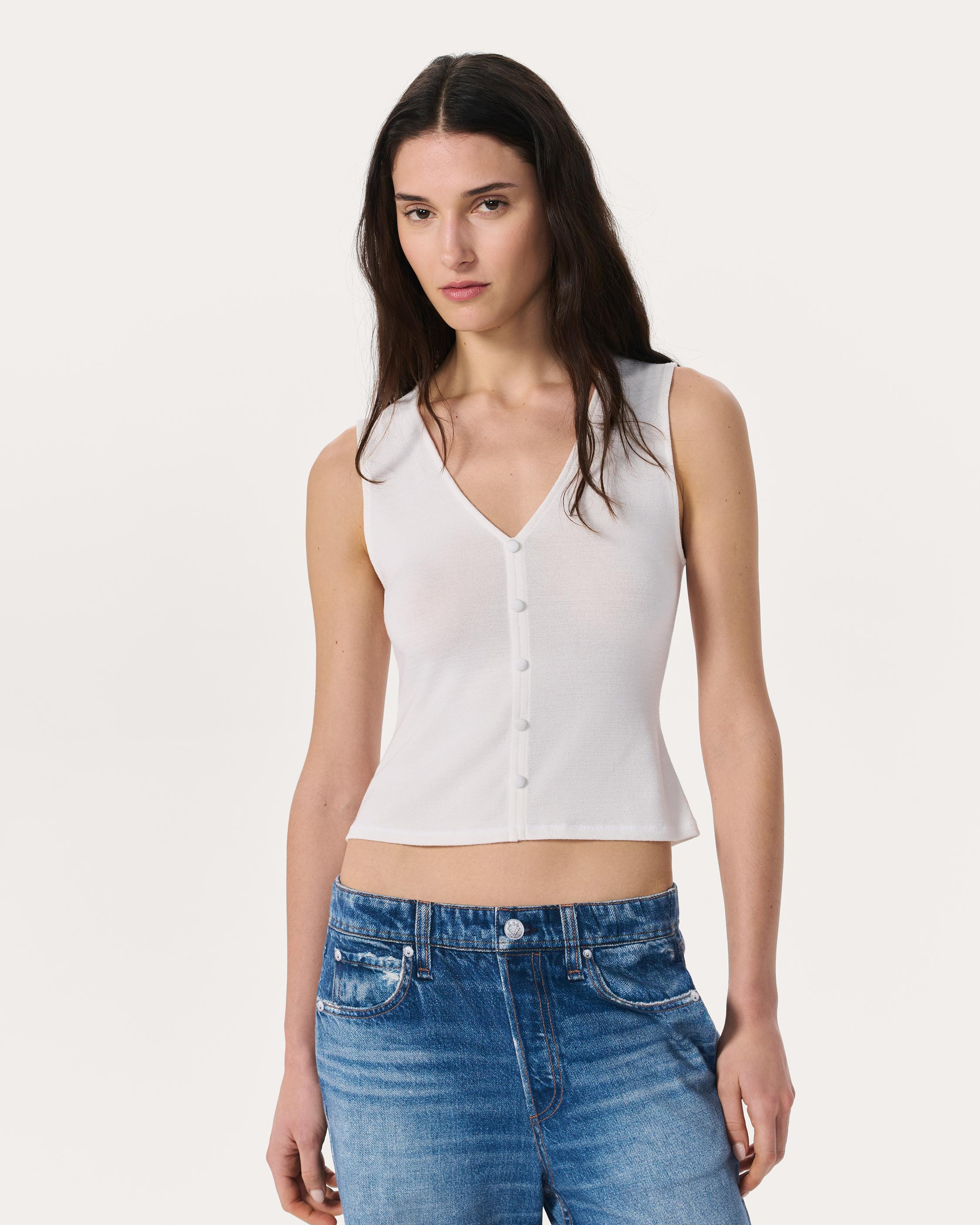 Knit Button Tank Top image number 1