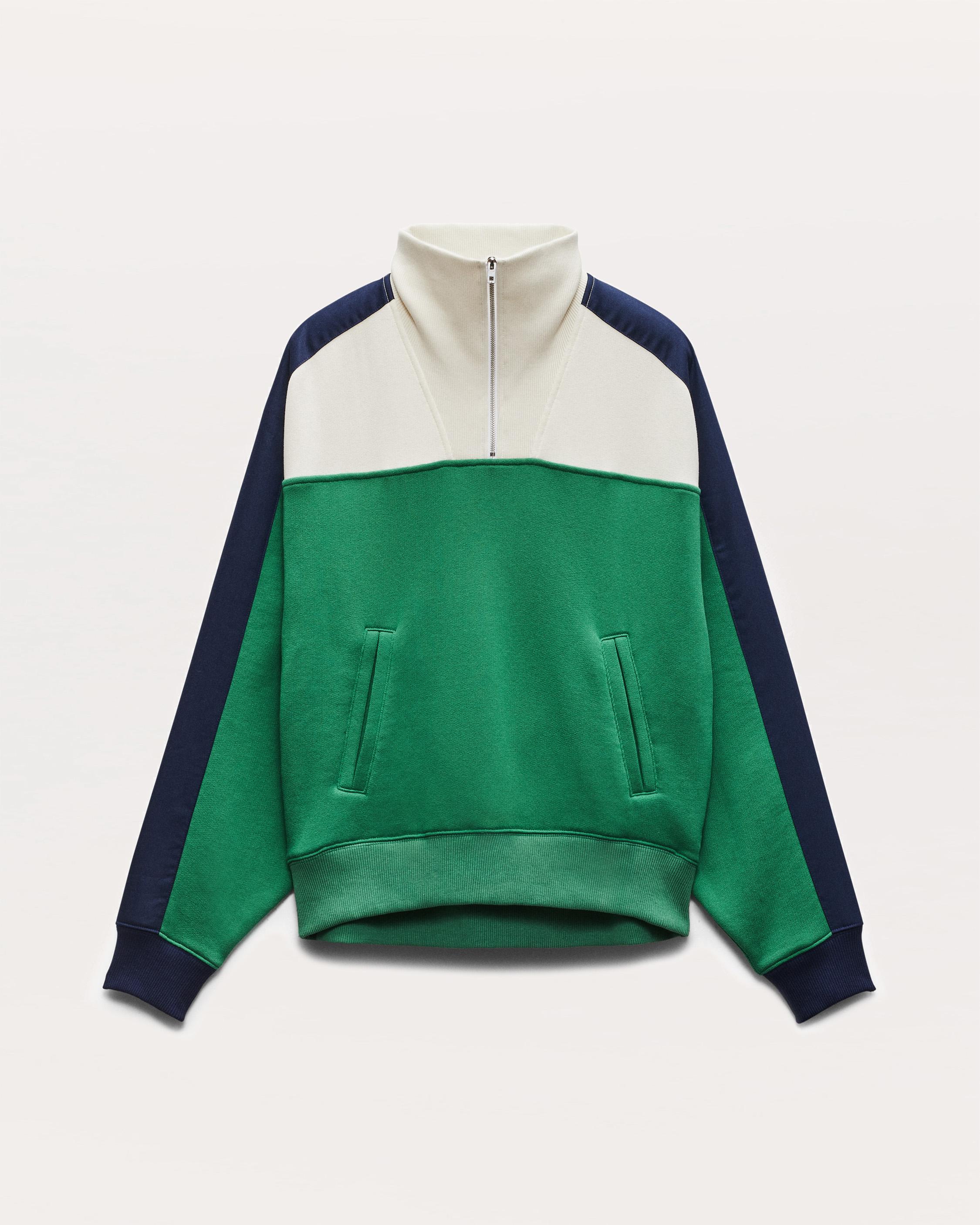 Color-Blocked Vintage Terry Half-Zip Sweatshirt image number 2