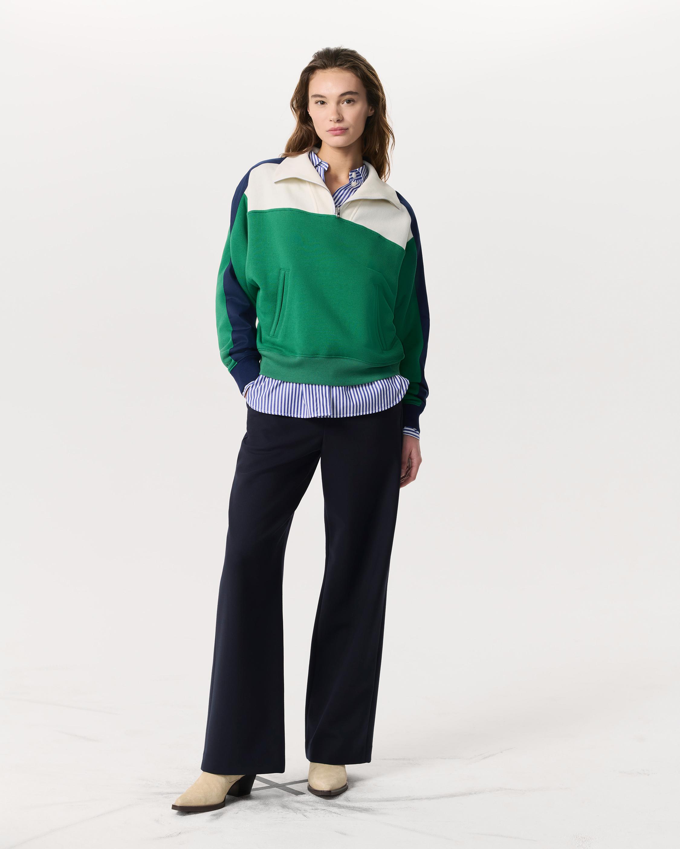 Color-Blocked Vintage Terry Half-Zip Sweatshirt image number 4