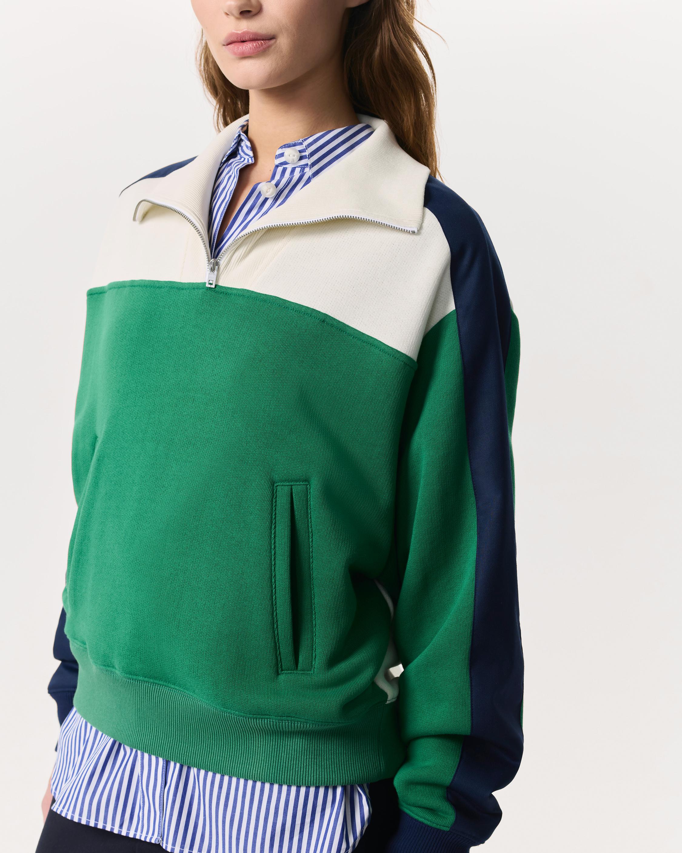 Color-Blocked Vintage Terry Half-Zip Sweatshirt image number 6