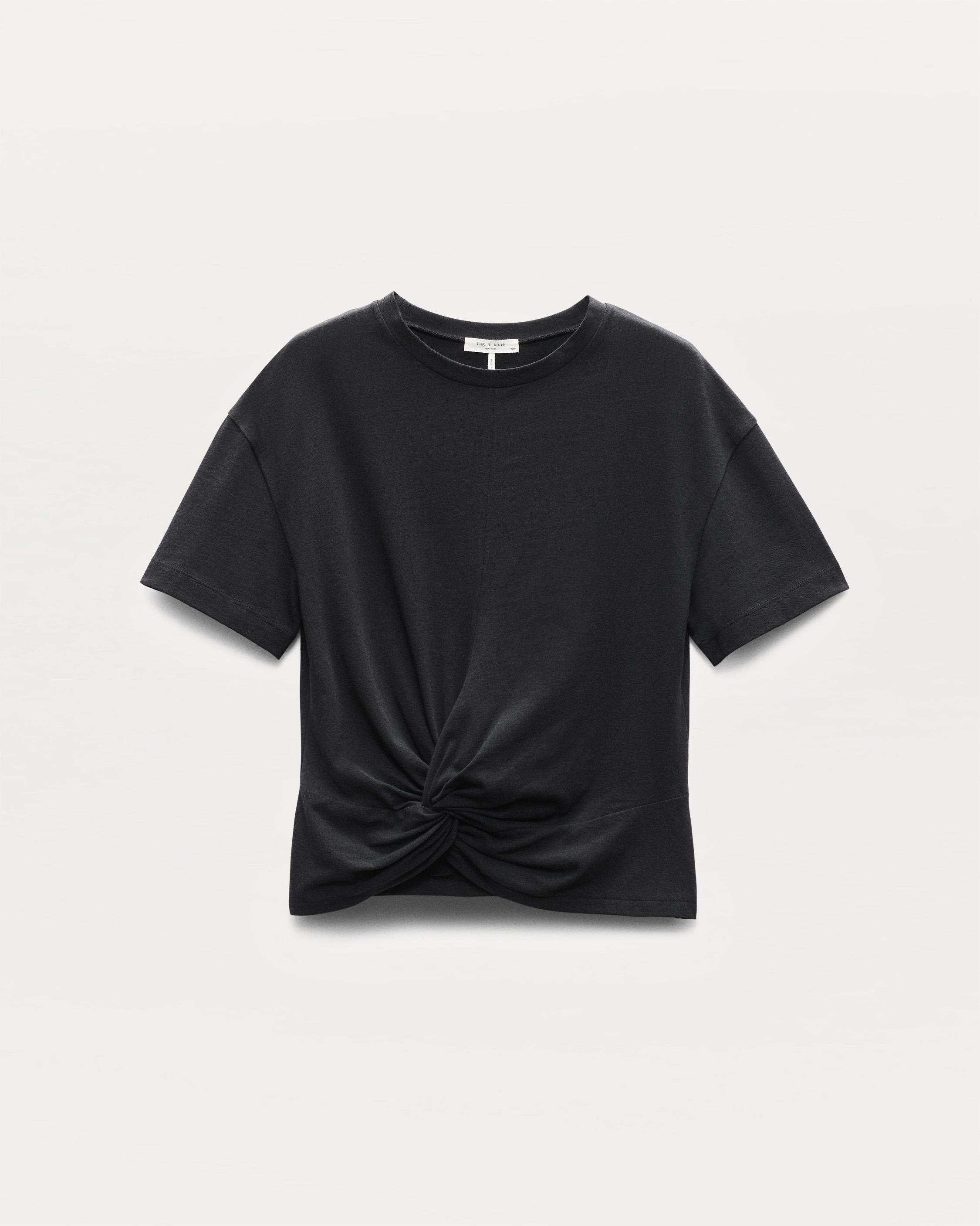 Mica Twist-Detail Draped Cotton T-Shirt image number 2