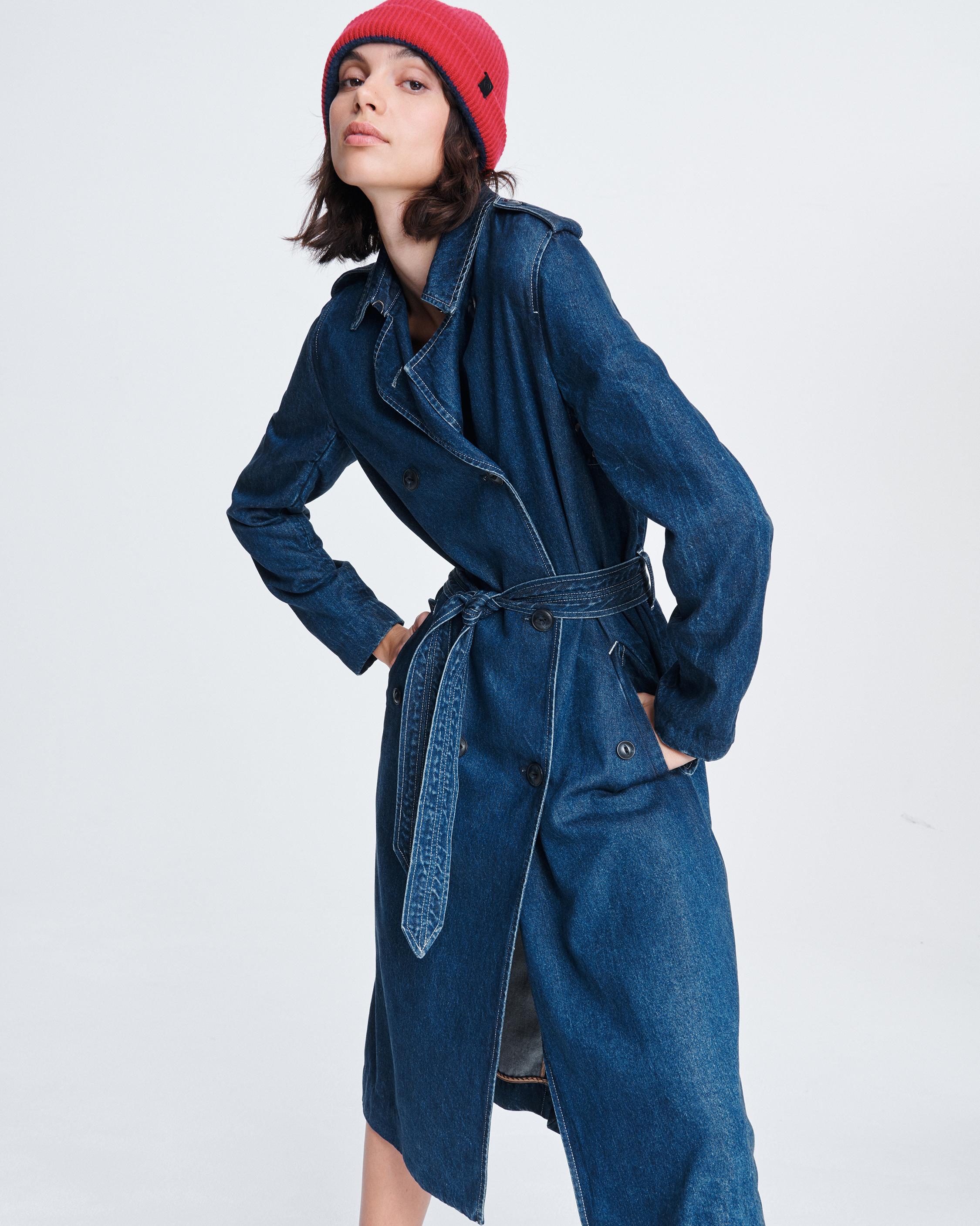 Denim trench outlet coat womens