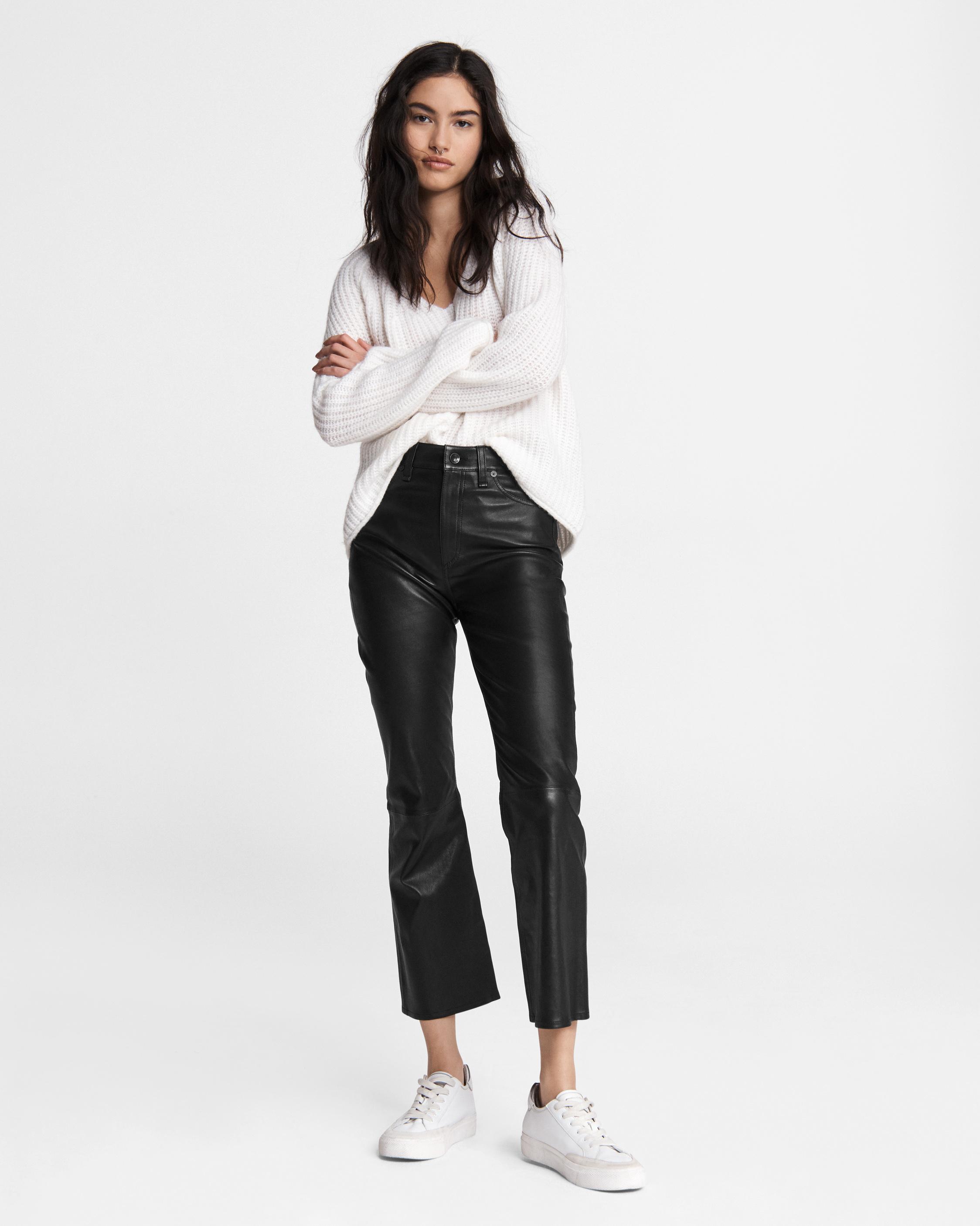 Nina High Rise Flare Leather Pant image number 2