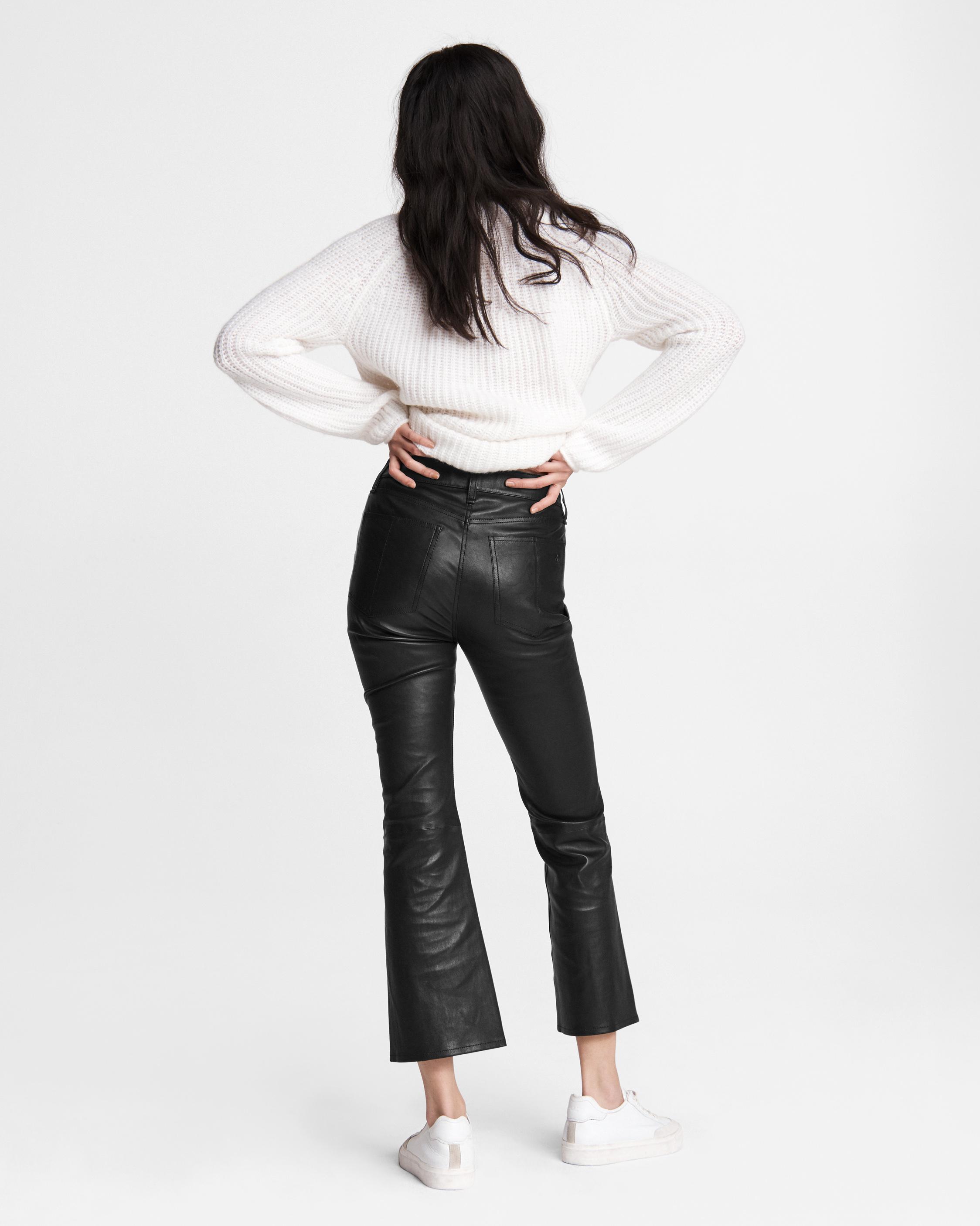 Nina High Rise Flare Leather Pant image number 3