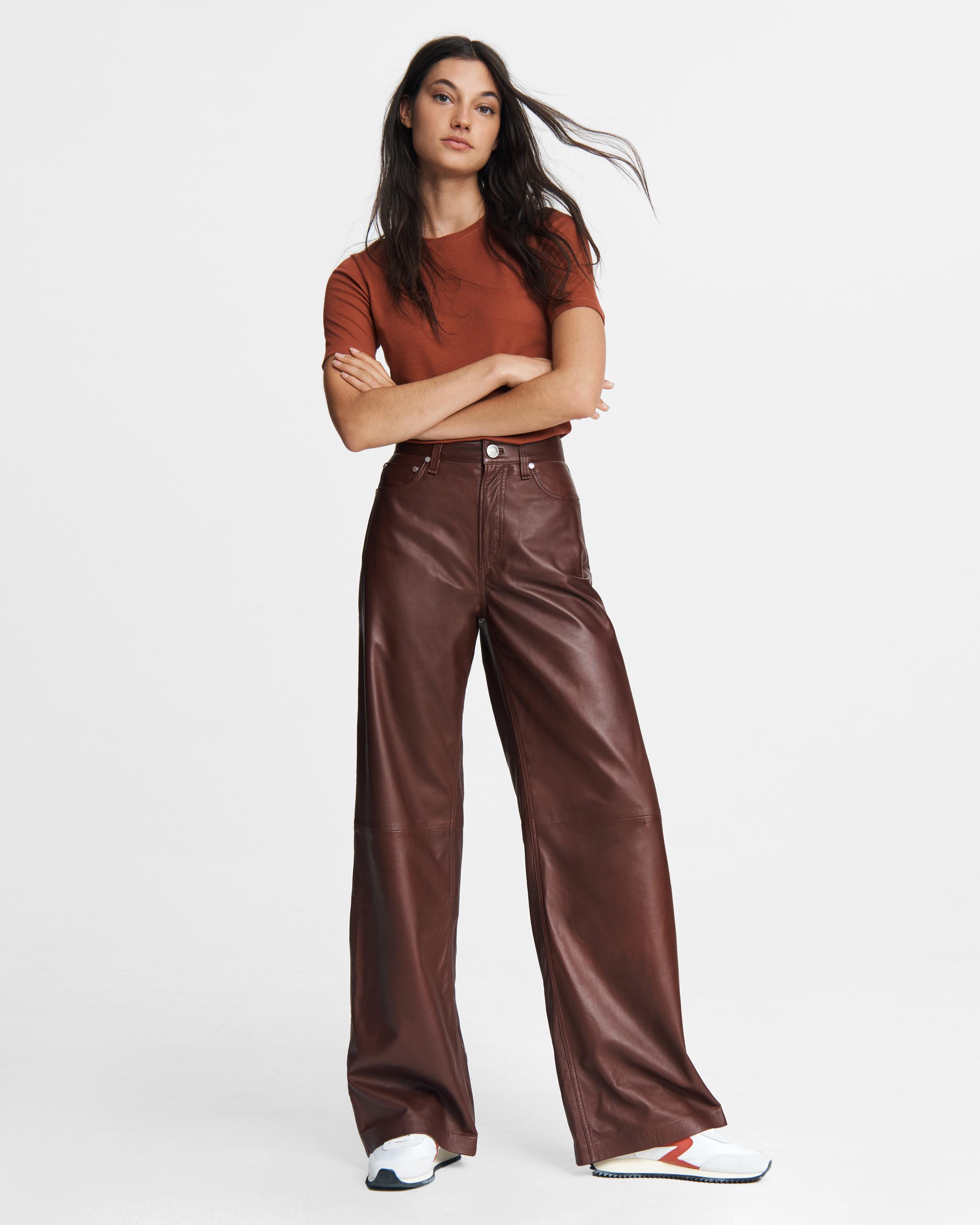 High-rise leather wide-leg pants