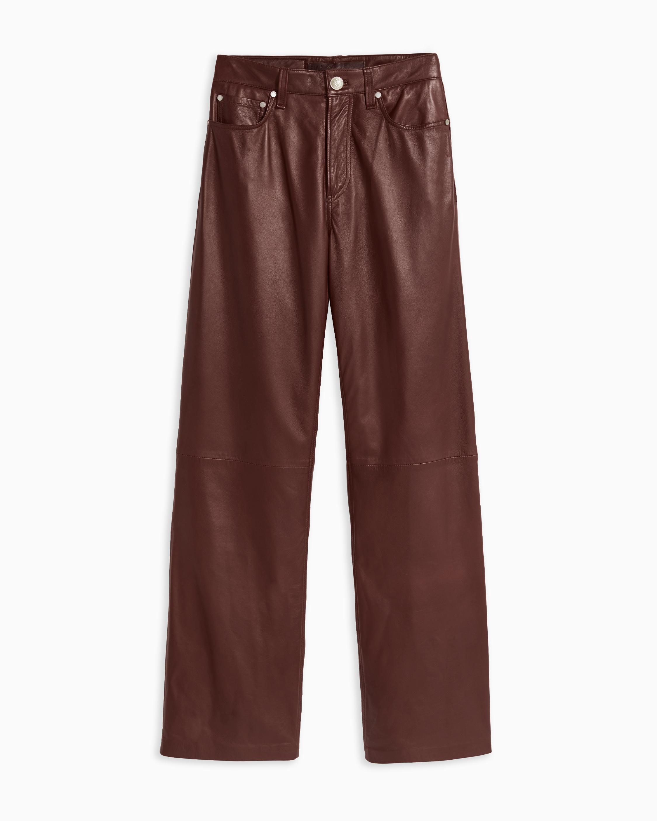 Super High-Rise Leather Pant - Brownstone