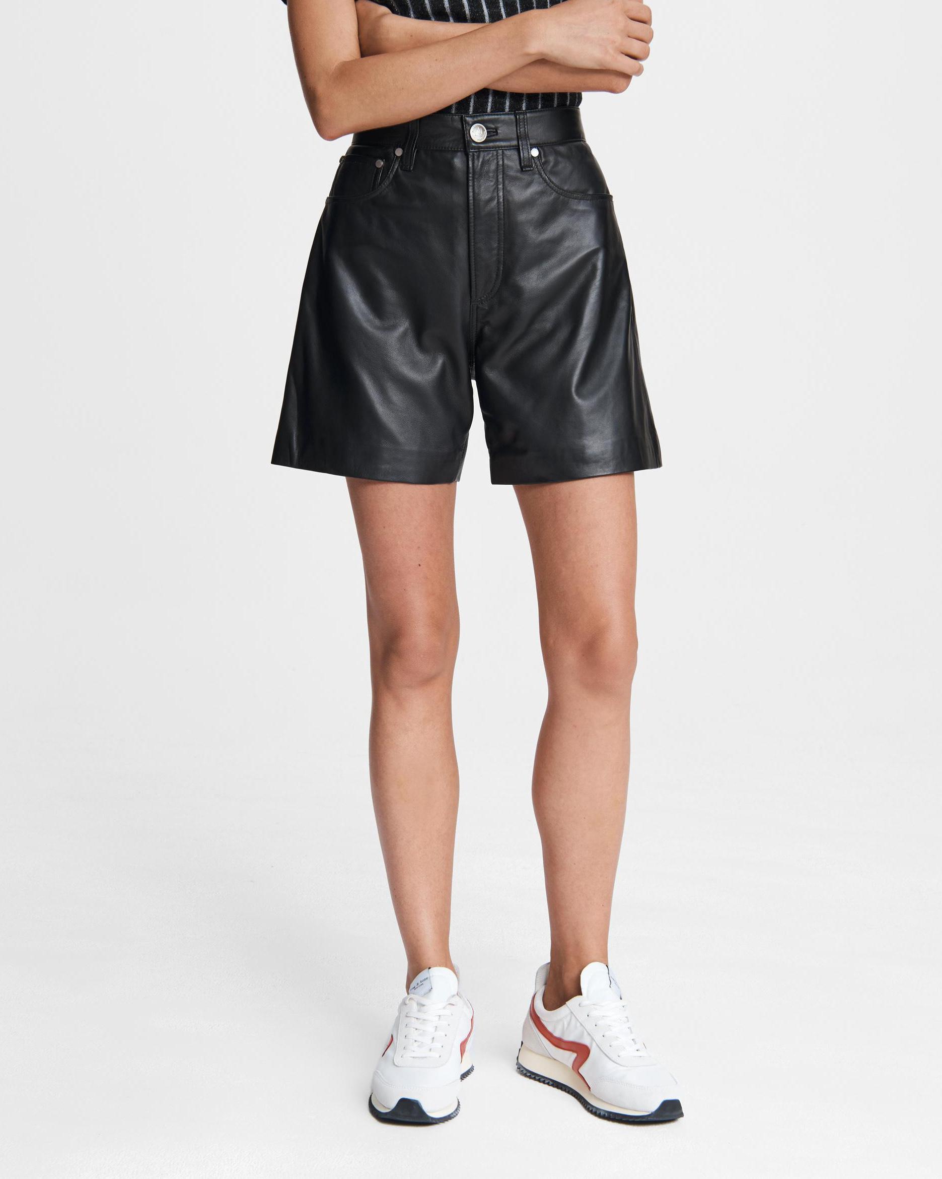 Super High-Rise Leather Short - Black | rag & bone