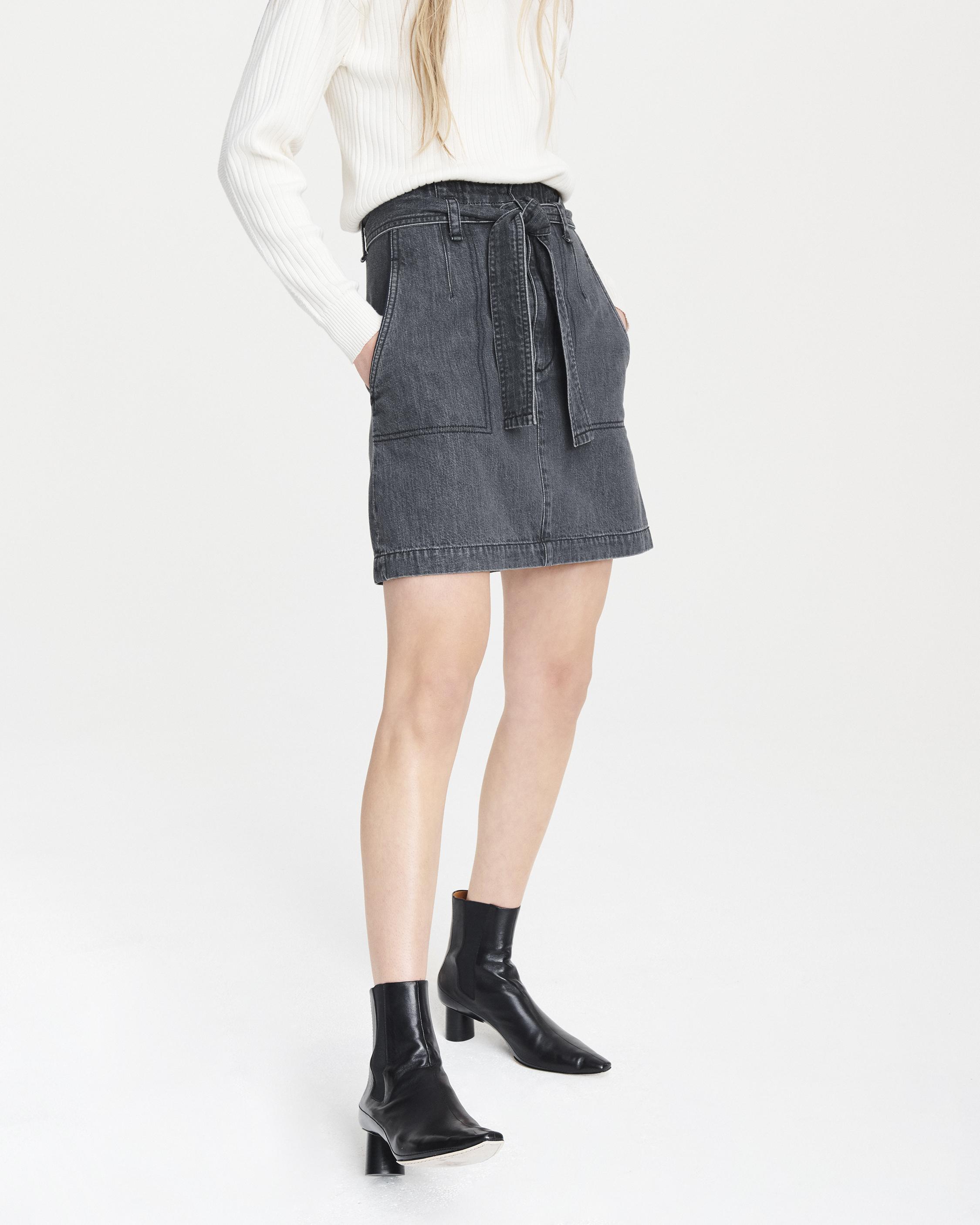 Super High Rise Darted Washed Black Skirt | rag & bone