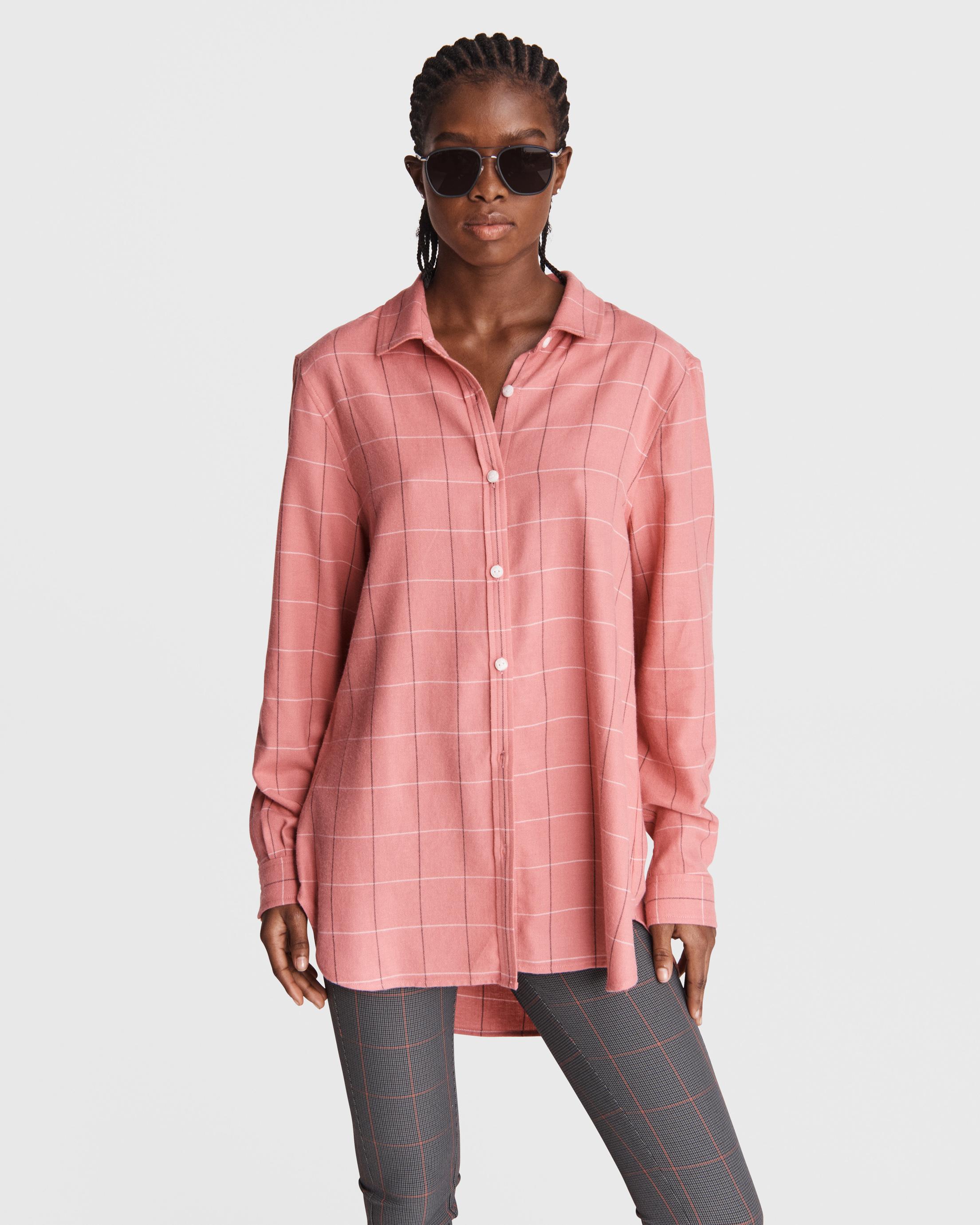 Pink plaid store button down shirt