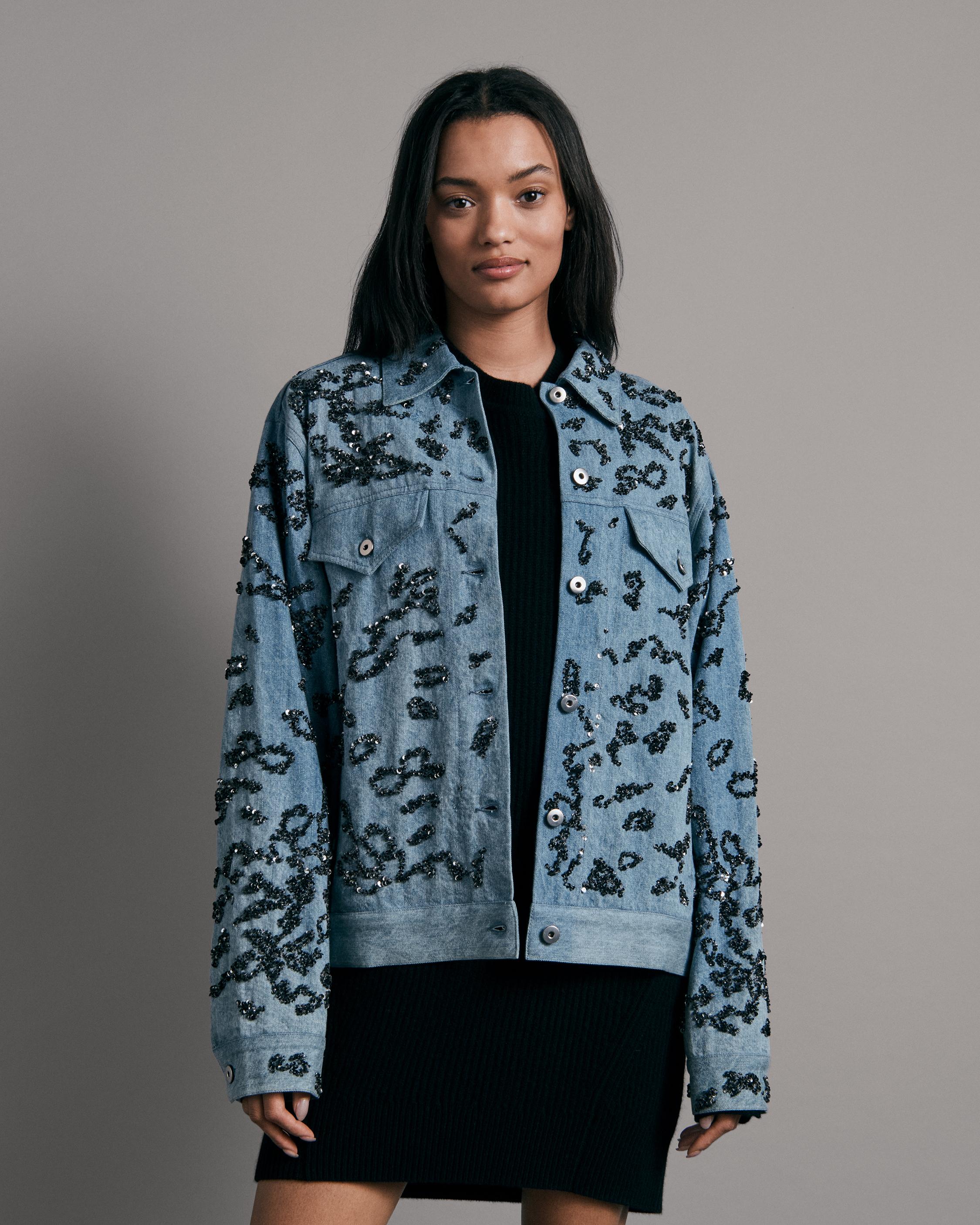 sequin blue jean jacket