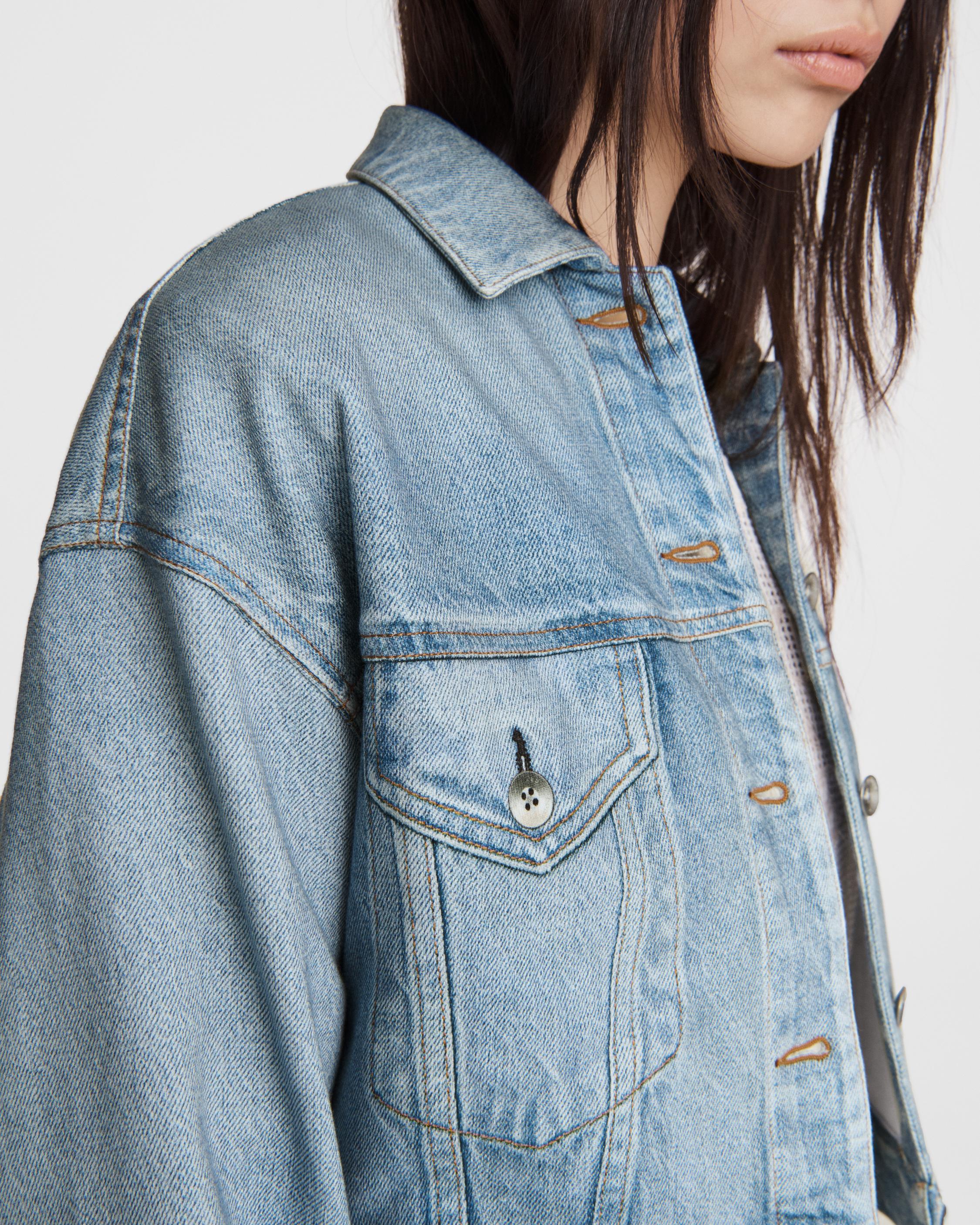 Miramar Cropped Cotton Trucker Jacket image number 6
