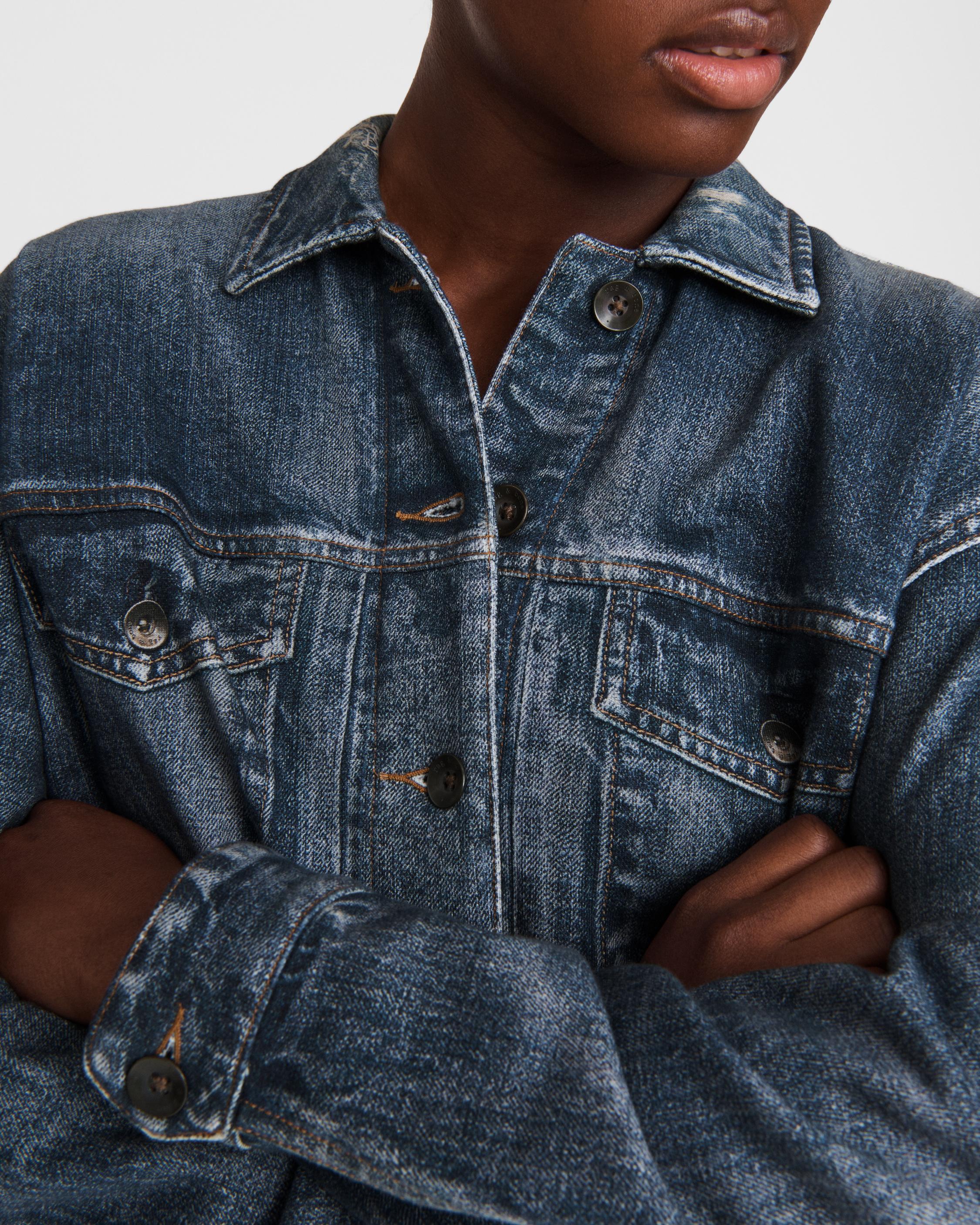 Miramar Cropped Cotton Trucker Jacket image number 6