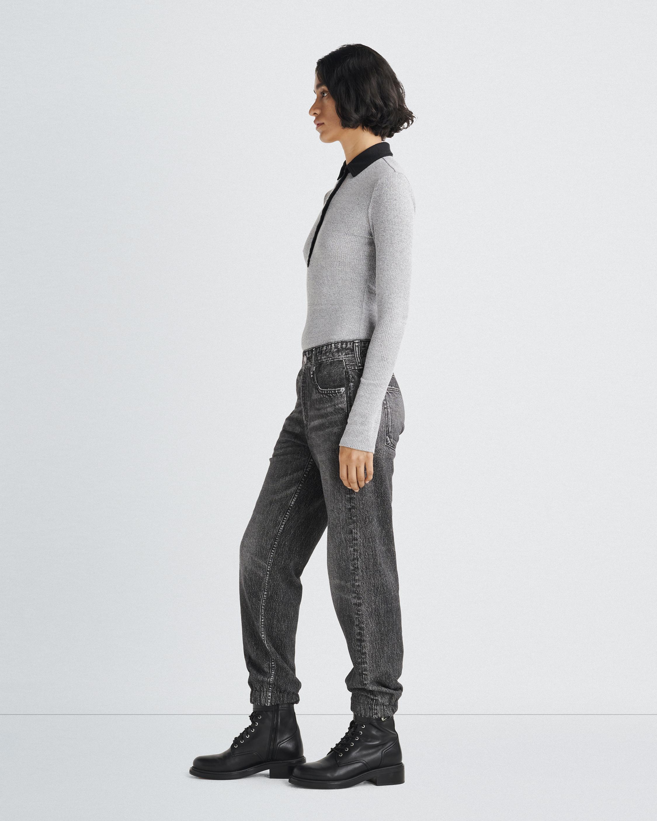 rag & bone Miramar Cotton Denim High Rise Ankle Jogger Pants in Merest