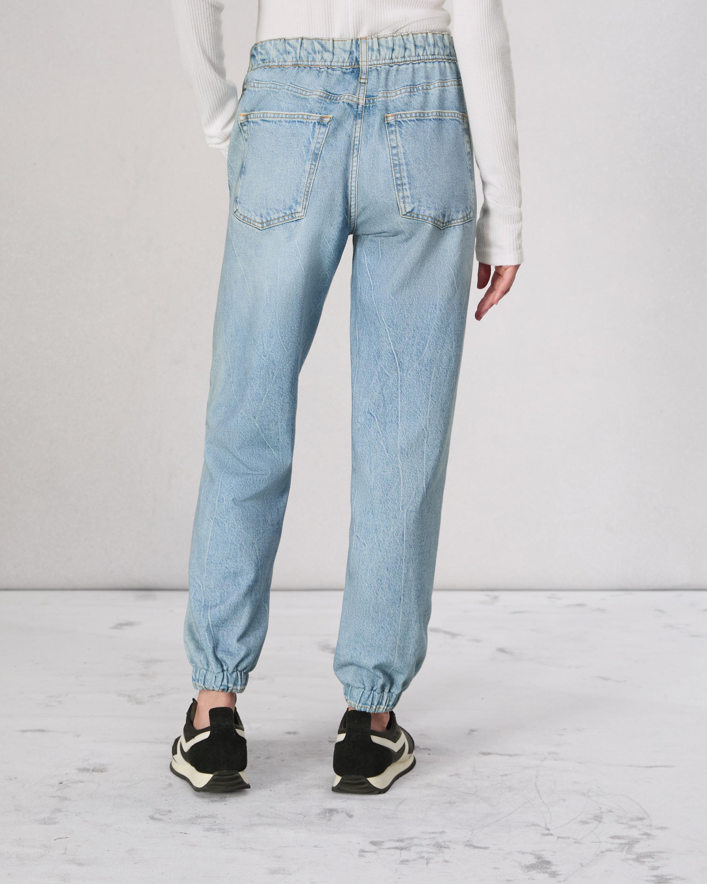 TURNED-UP HIGH WAIST TRF BELT LOOP JEANS - Gray