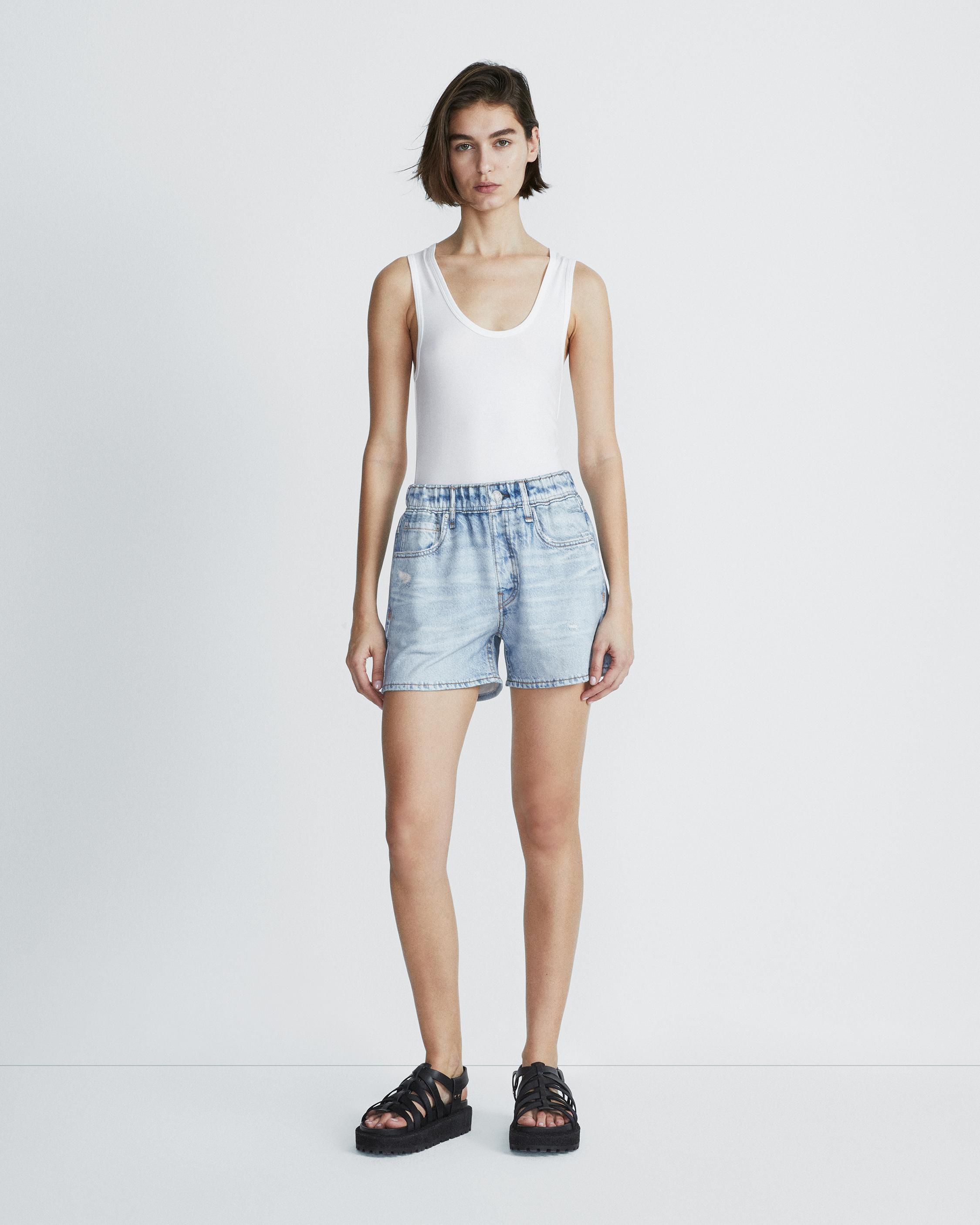 Dre Low-Rise Cutoff Jean Shorts in Misha