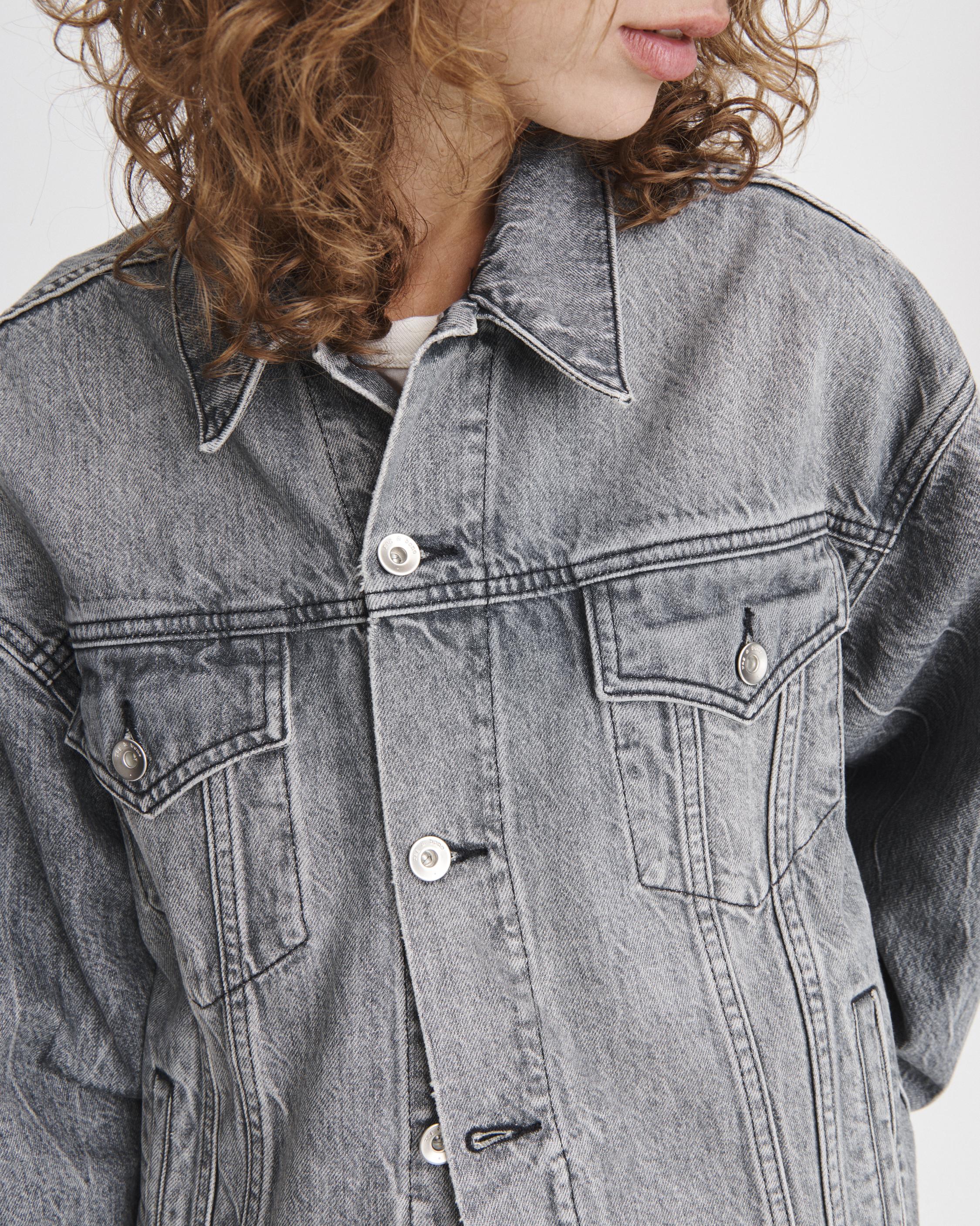 Grey jean jacket womens best sale