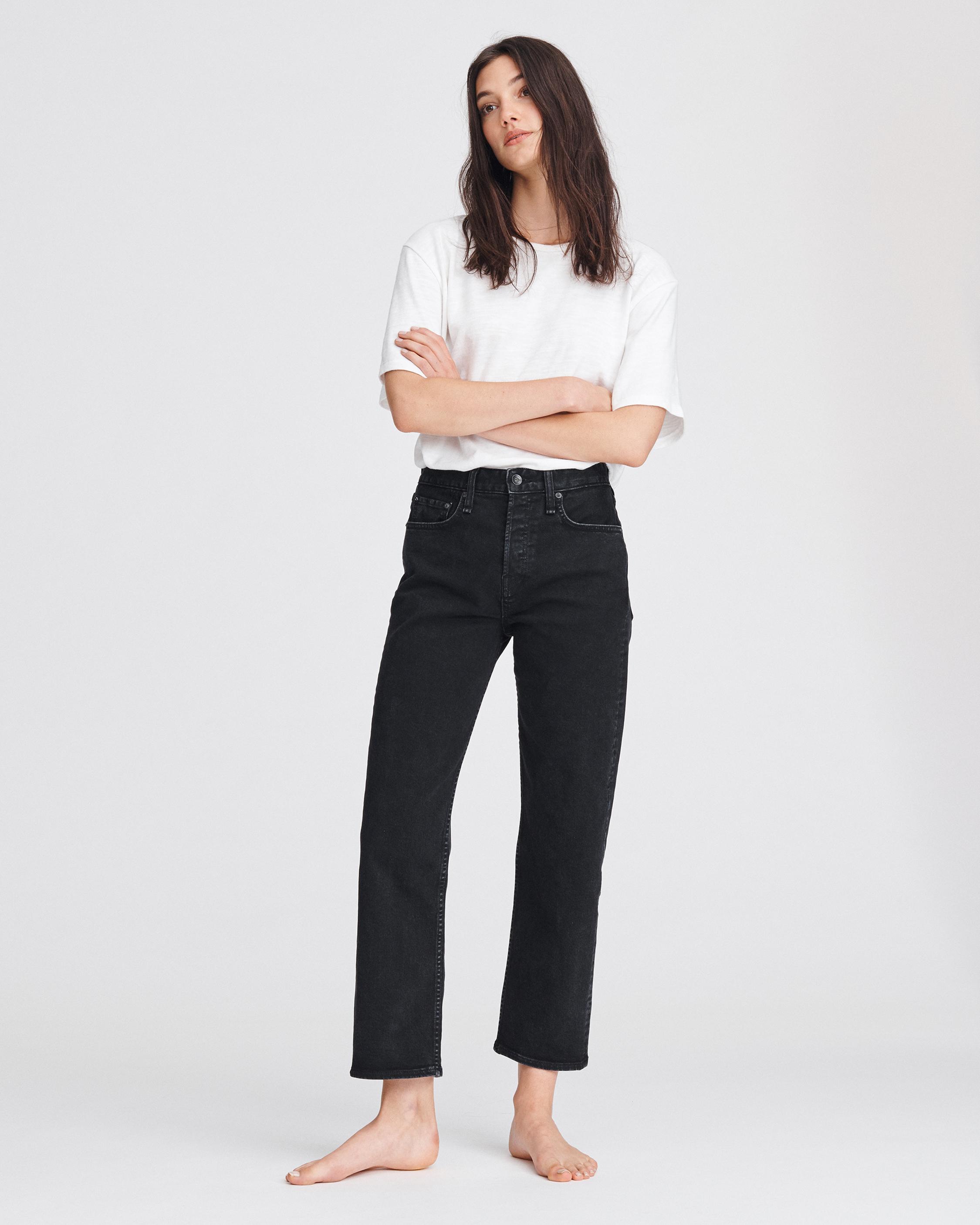 Maya High-Rise Ankle Straight Jeans in a Black Wash