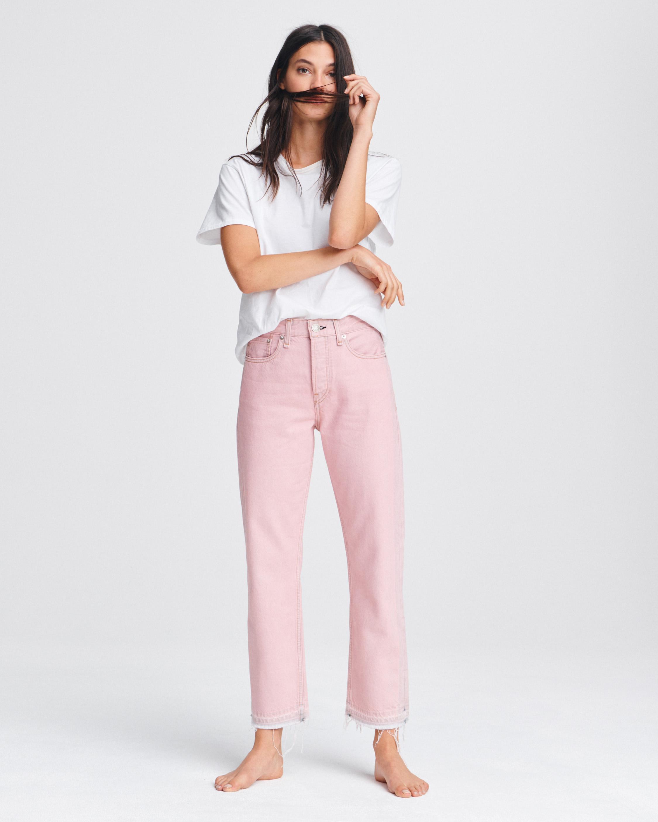 Straight High Ankle Jeans - Pink - Ladies