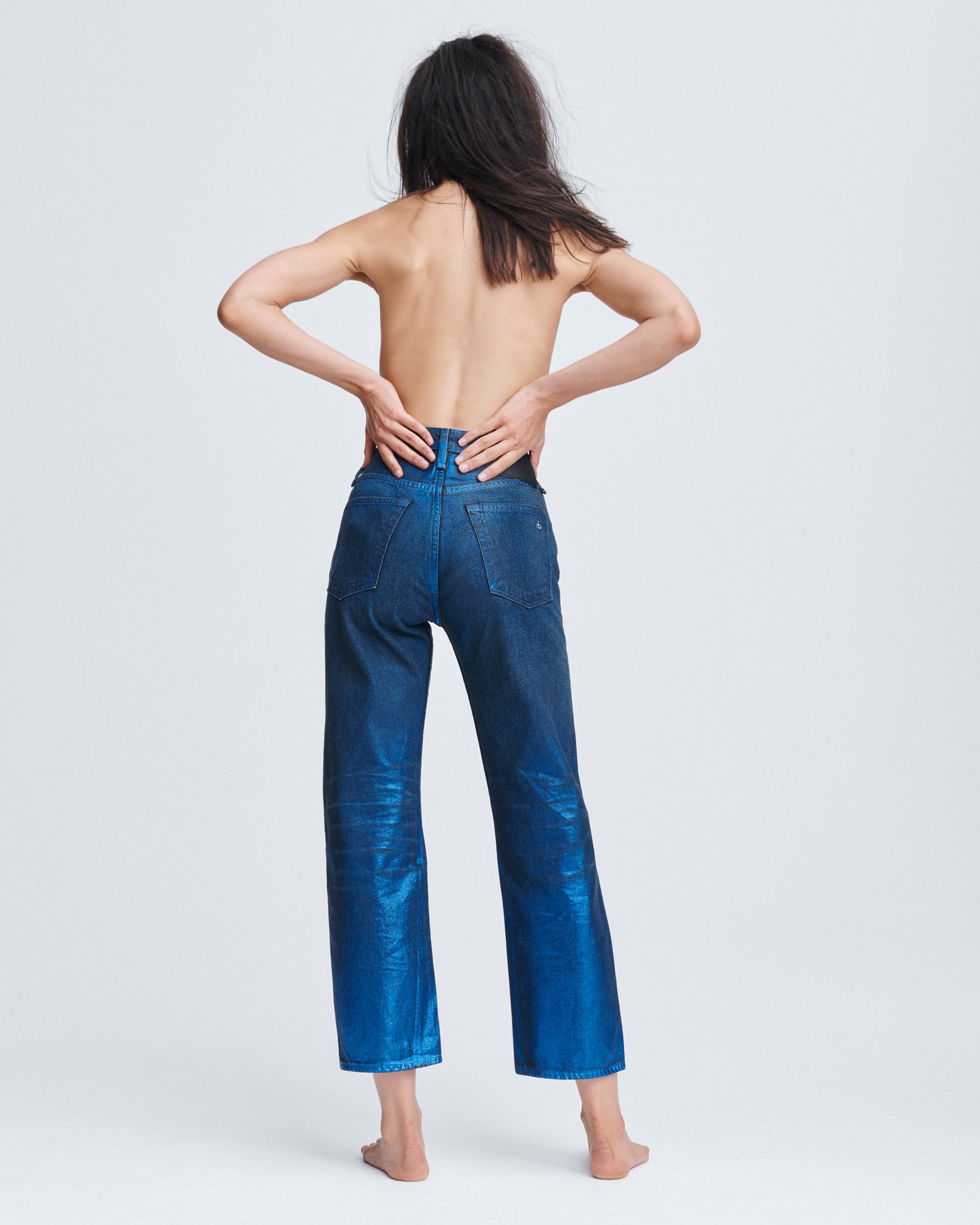 Maya High-Rise Straight Ankle Jeans in Blue Foil | rag & bone