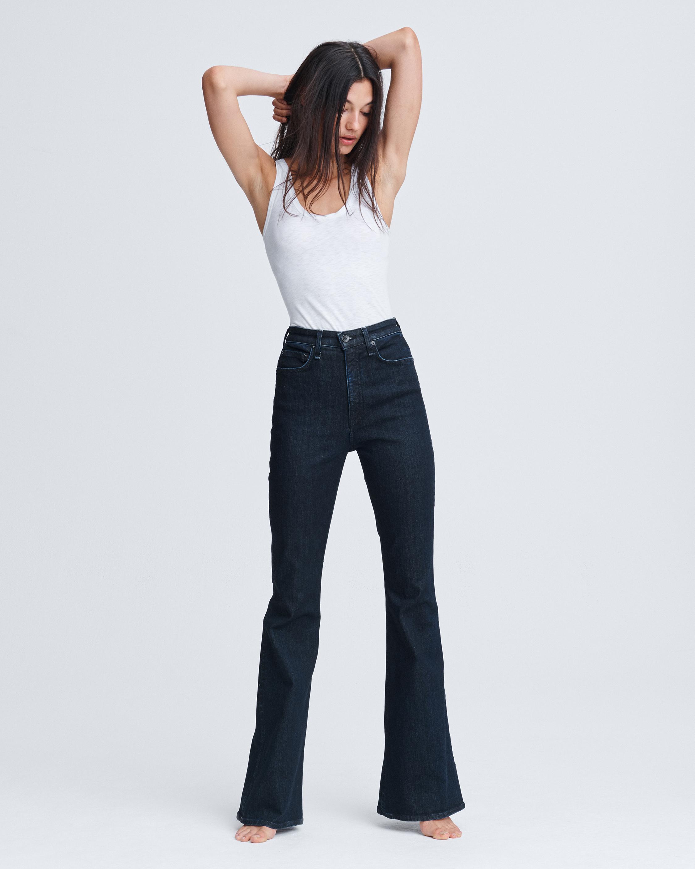 high rise flare jeans