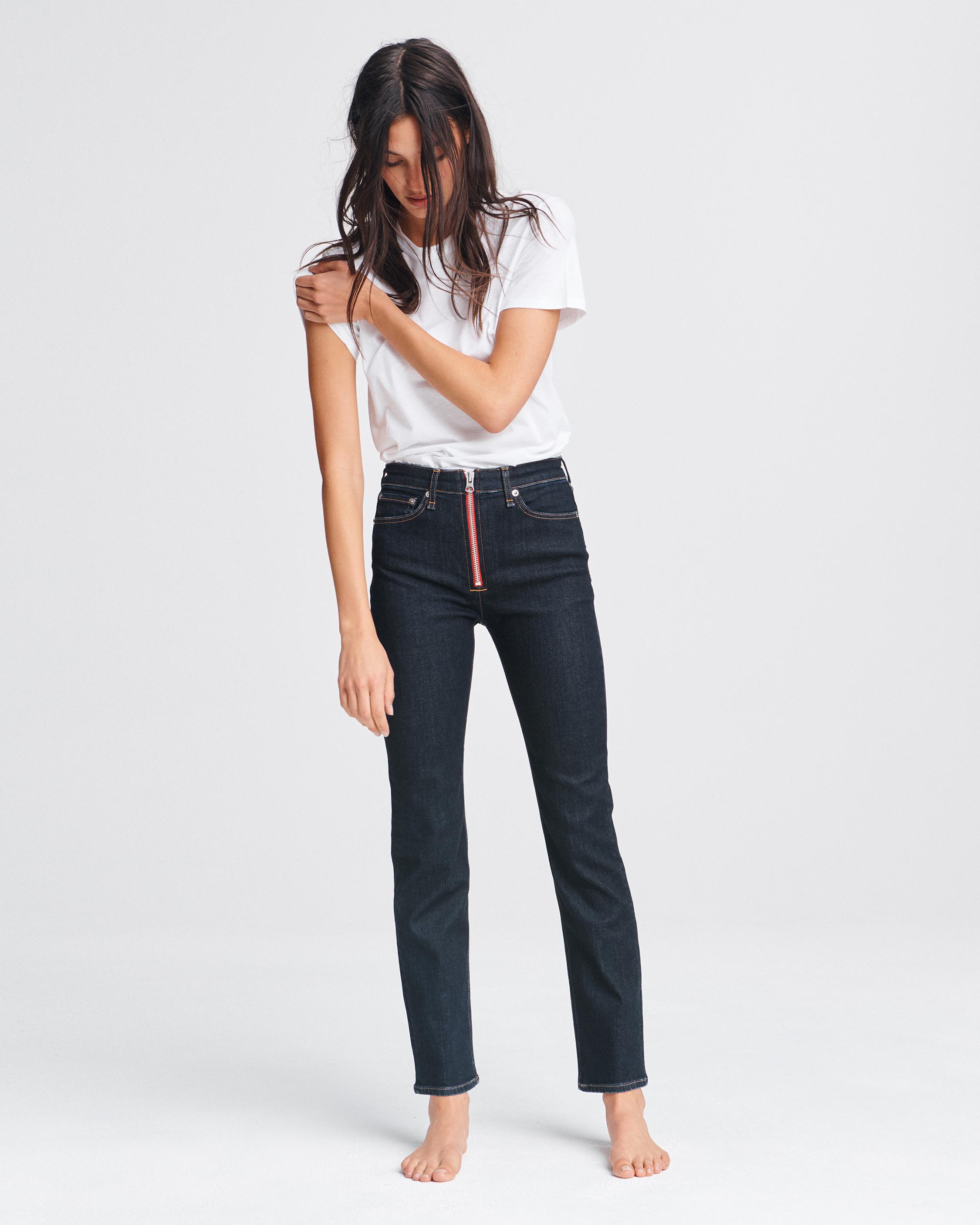 Nina High-Rise Cigarette Leg Jeans in Dark Indigo