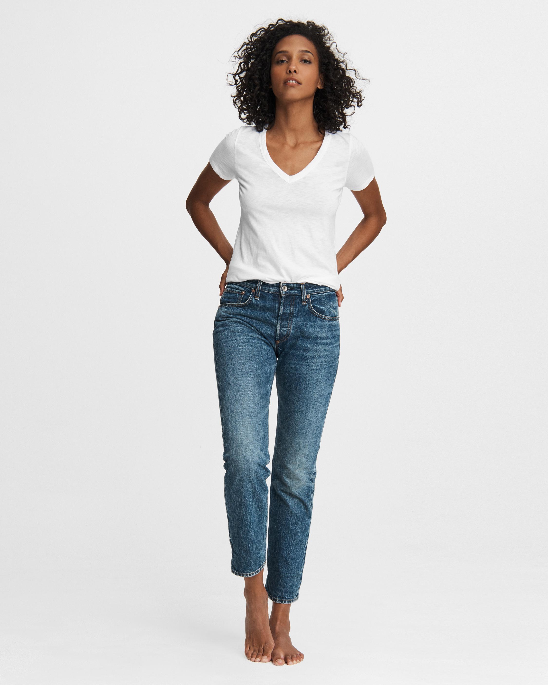 Mid-Rise Boyfriend Straight Jeans