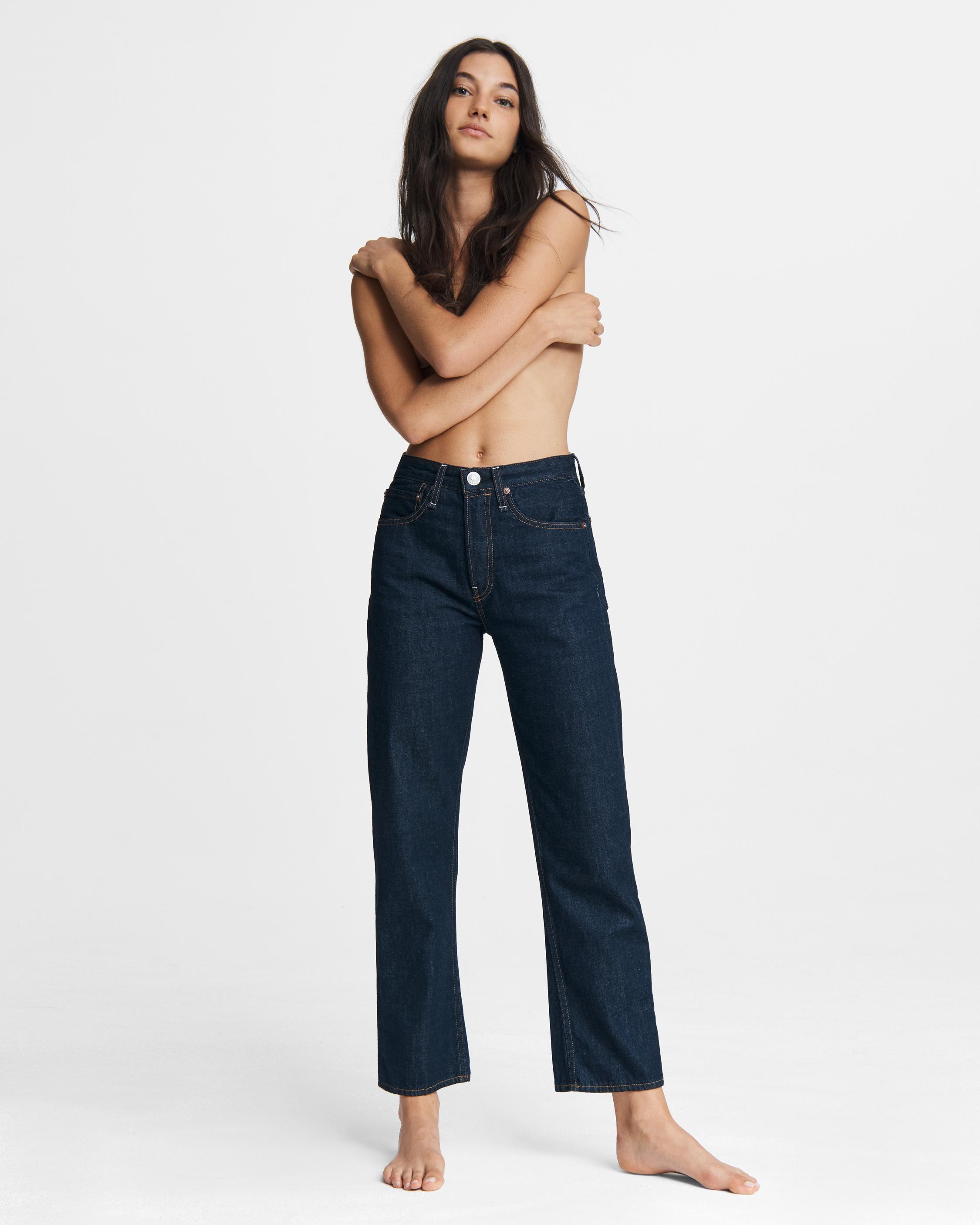 Maya High-Rise Ankle Straight Jeans in a Black Wash