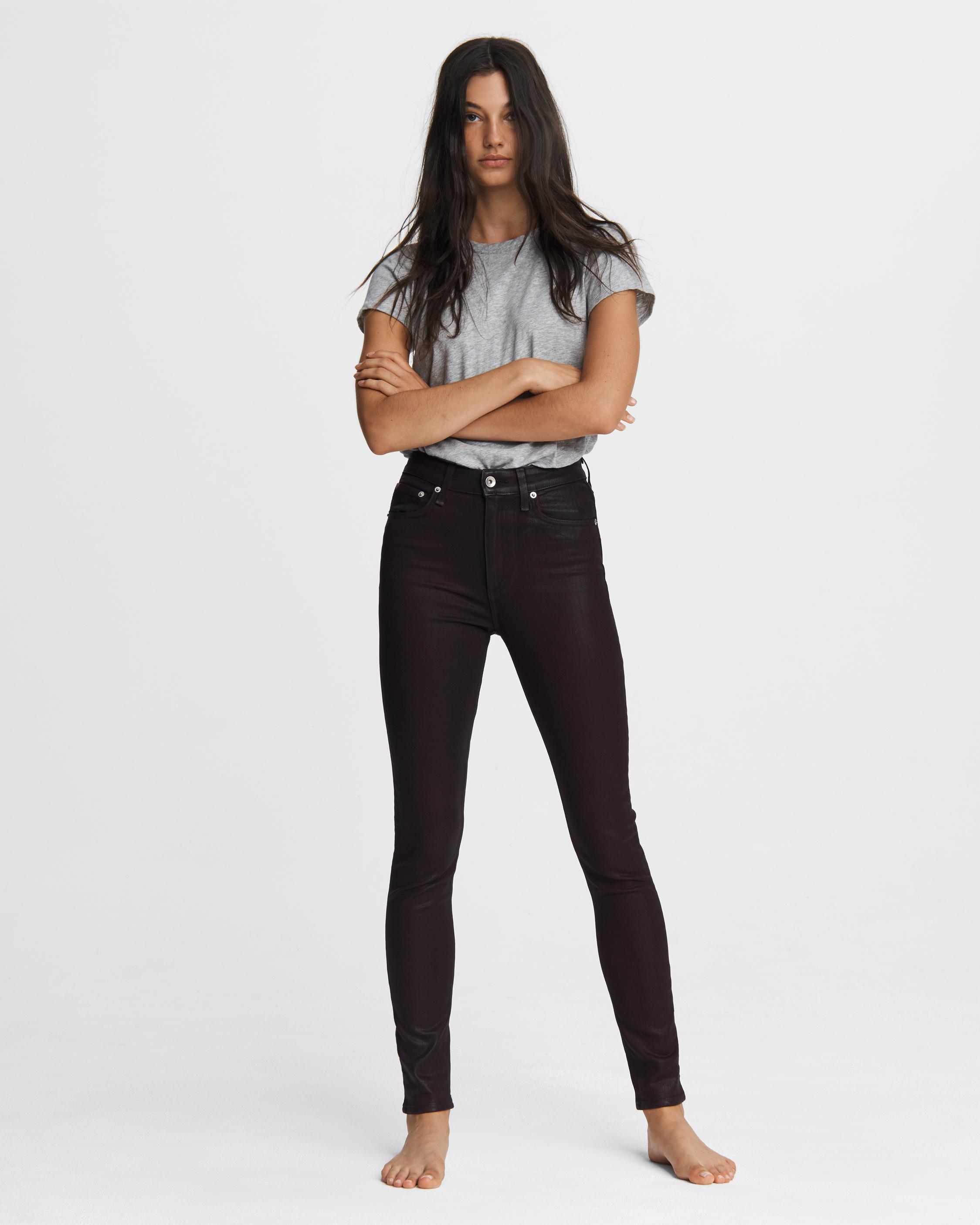 Rag & Bone PANTALONES VAQUEROS PITILLO DE TIRO ALTO NINA en Coated