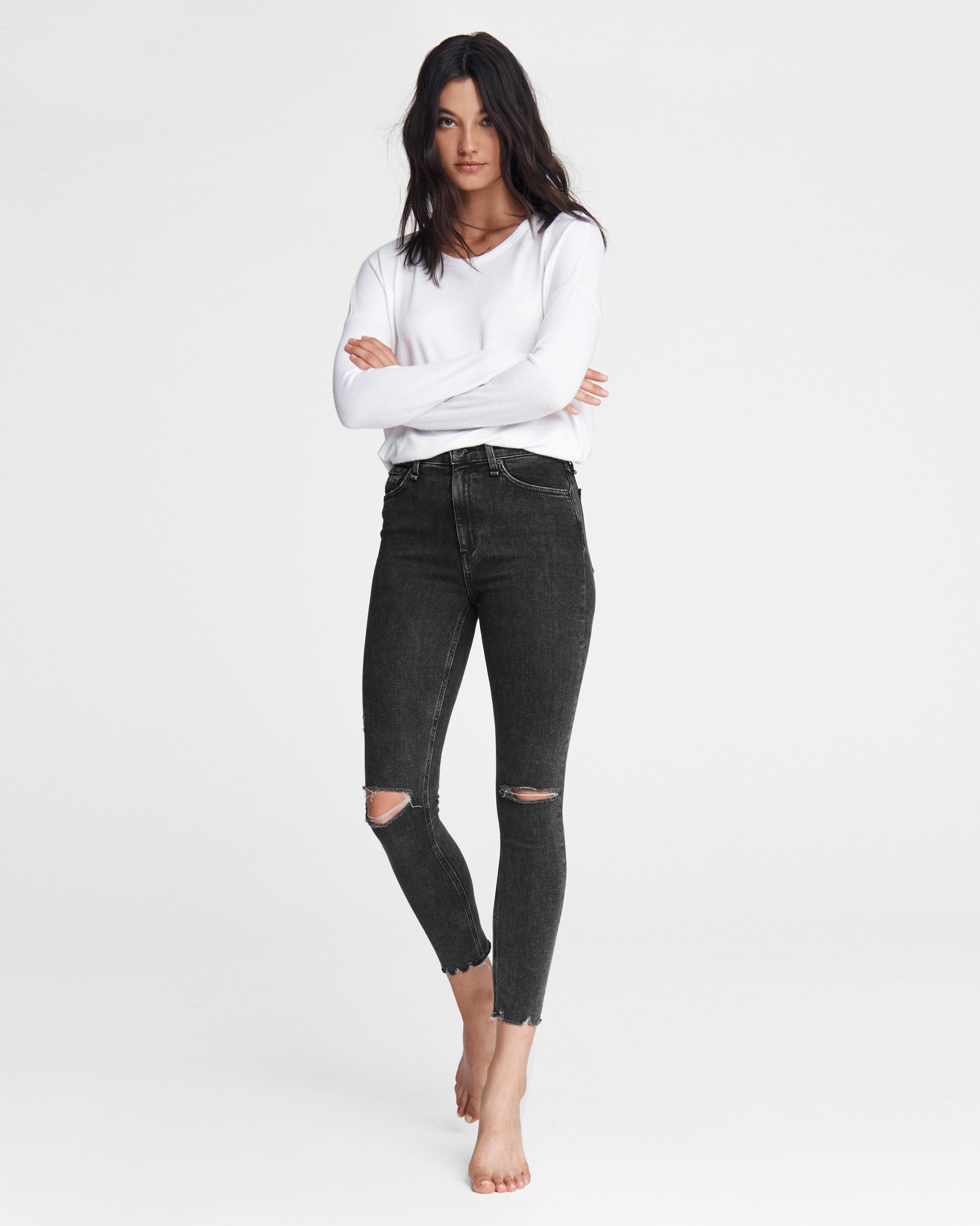 rag & bone Womens Rebecca Scuba Mid-Rise Skinny Pants Black 0