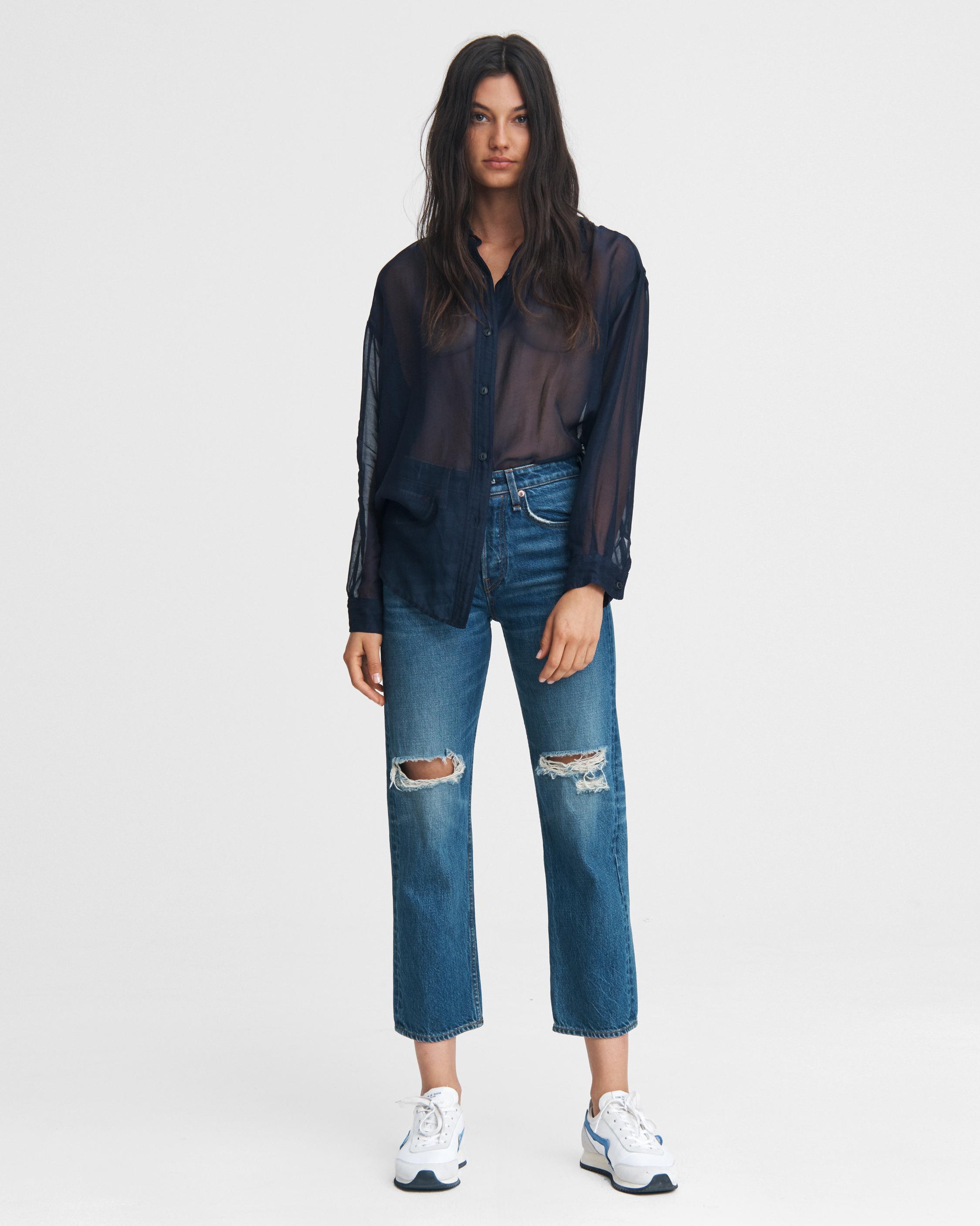 Maya High-Rise Ankle Straight Leg Jeans in Rocco