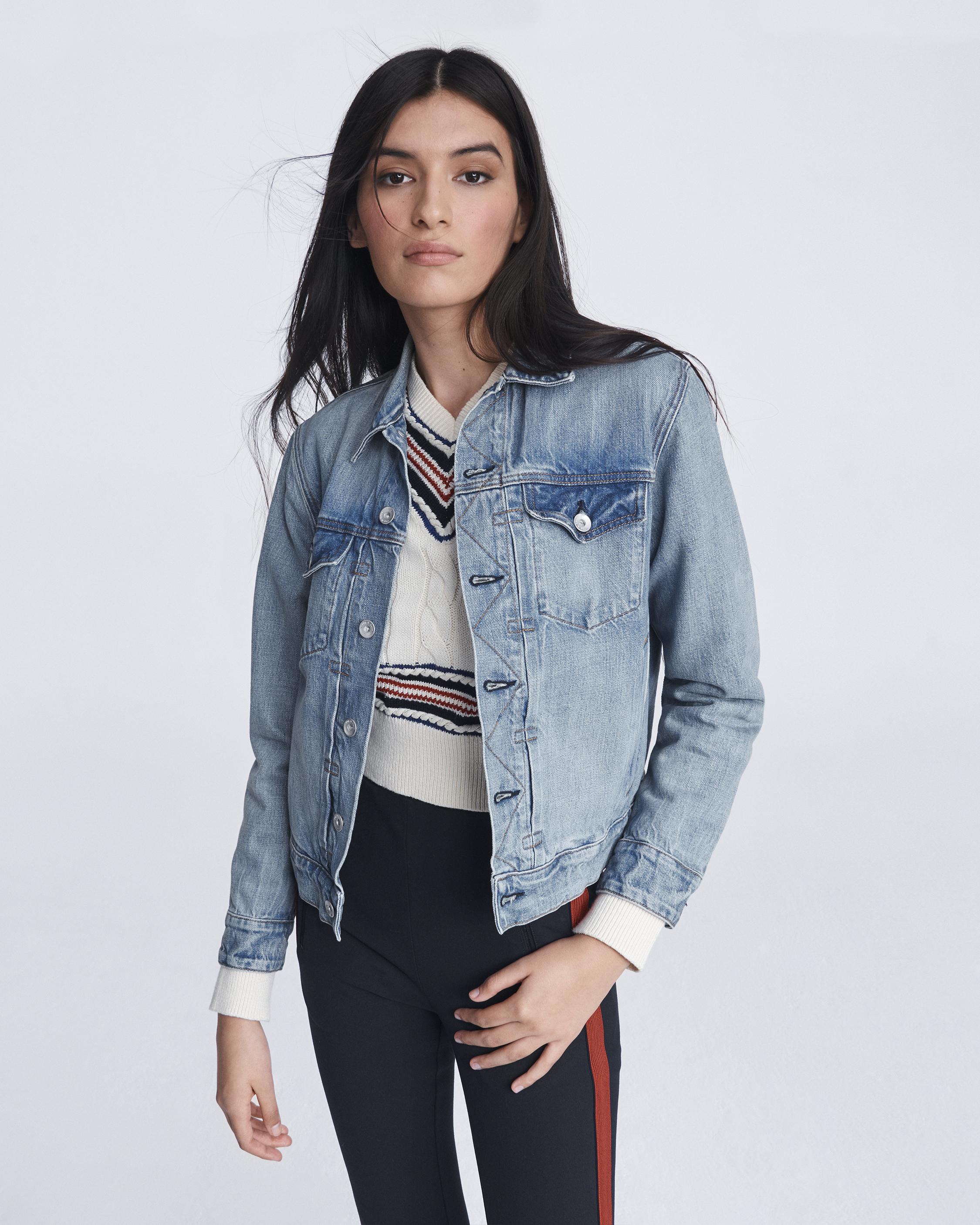 Carrer Washed Denim Trucker Jacket Indigo