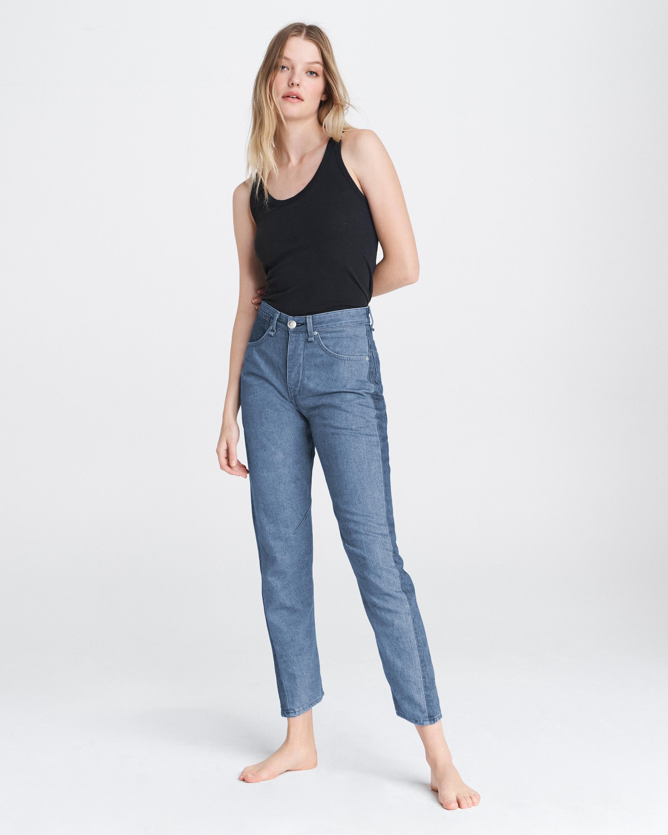 Engineer High-Rise Ankle Indigo Color Block Jeans